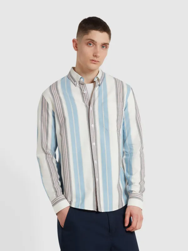 Millard Long Sleeve Button Down Stripe Shirt In Ecru sold by Farah