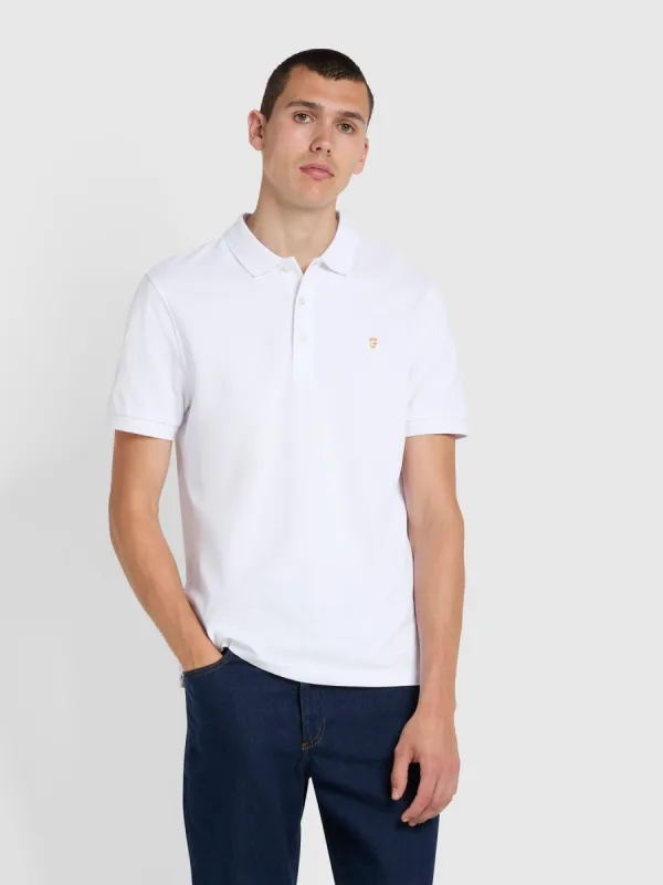 Blanes Organic Cotton Polo Shirt In White sold by Farah