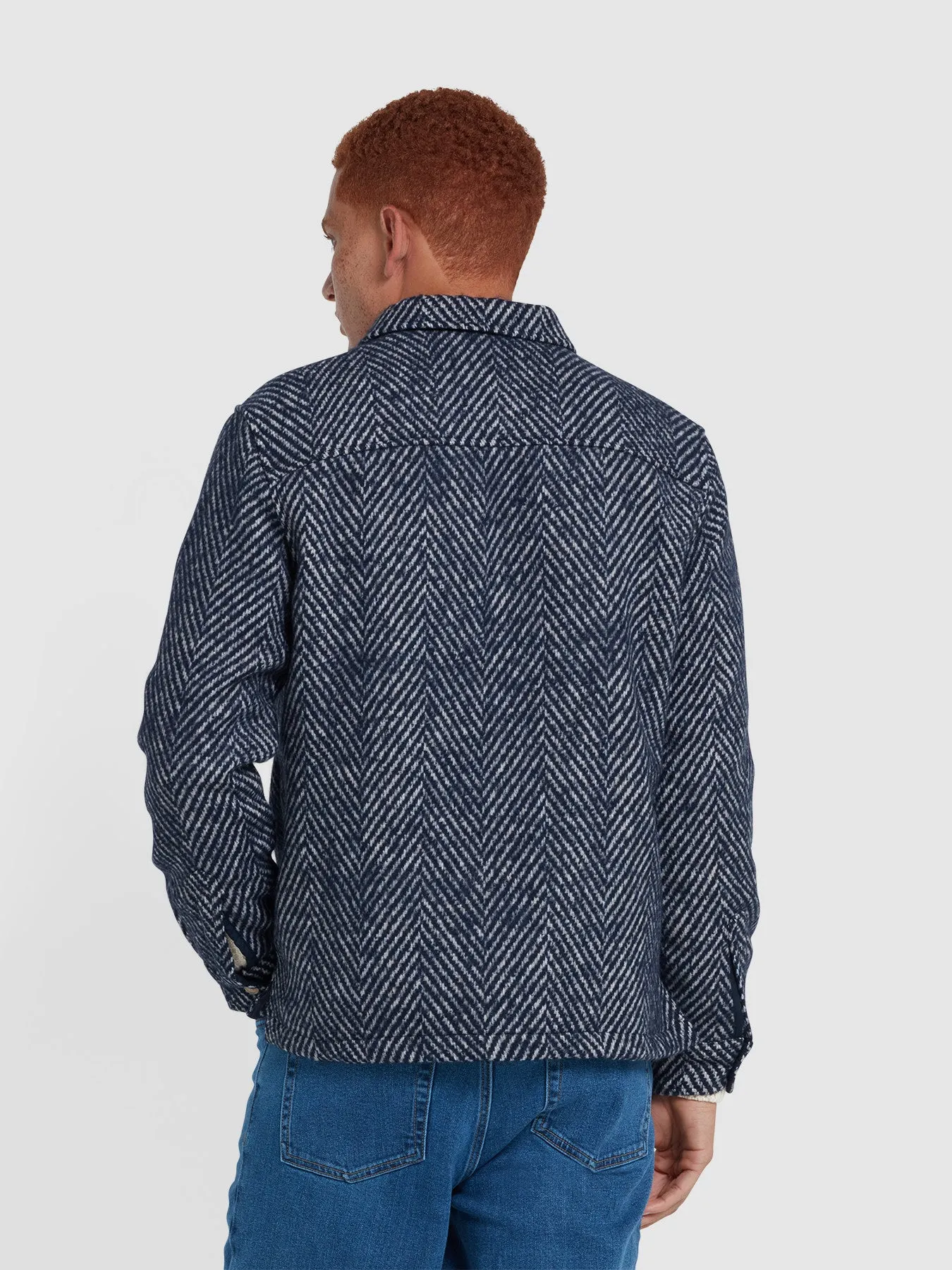 Davies Chevron Overshirt In True Navy sold by Farah product image thumbnail 3