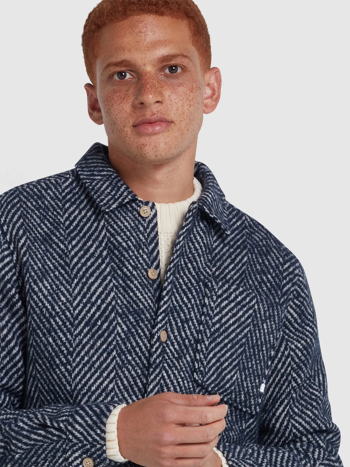 Davies Chevron Overshirt In True Navy sold by Farah product image thumbnail 4