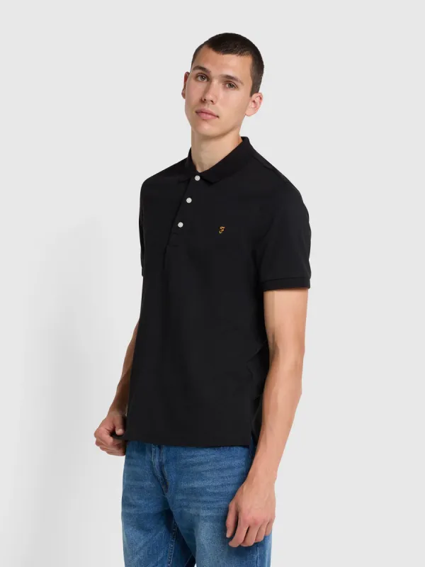 Blanes Organic Cotton Polo Shirt In Black sold by Farah