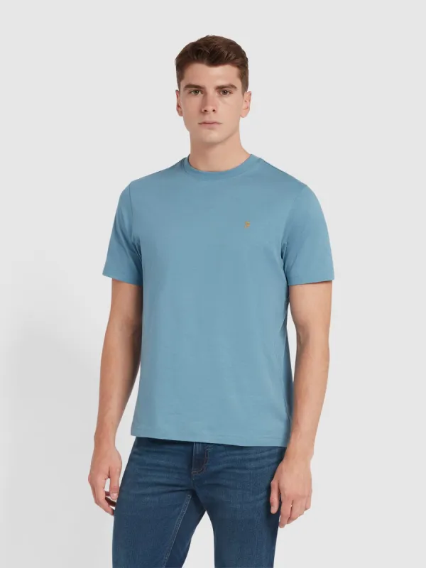 Danny Regular Fit Organic Cotton T-Shirt In Para Blue sold by Farah