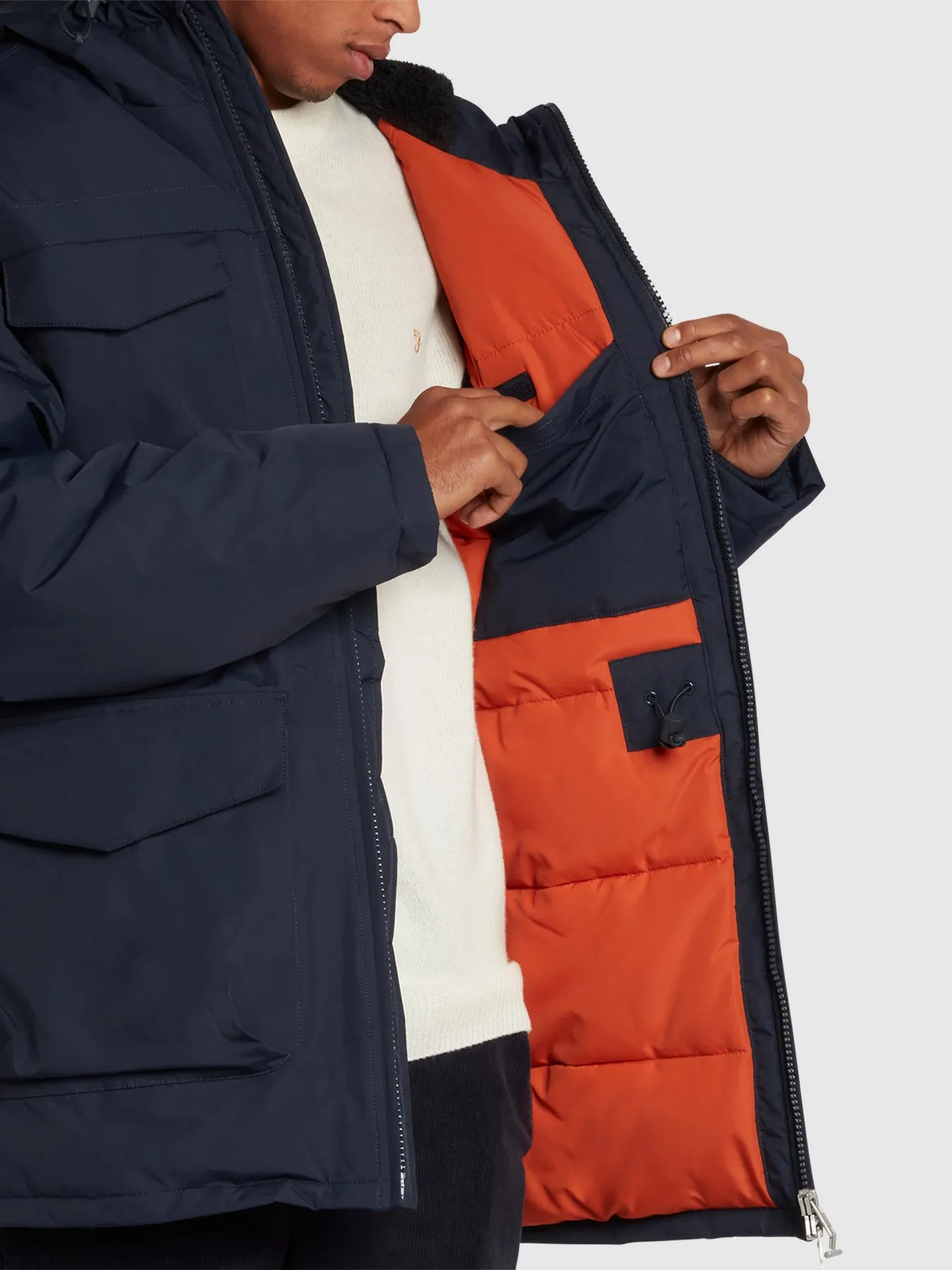 Calgary Regular Fit Parka Jacket In True Navy sold by Farah product image thumbnail 3