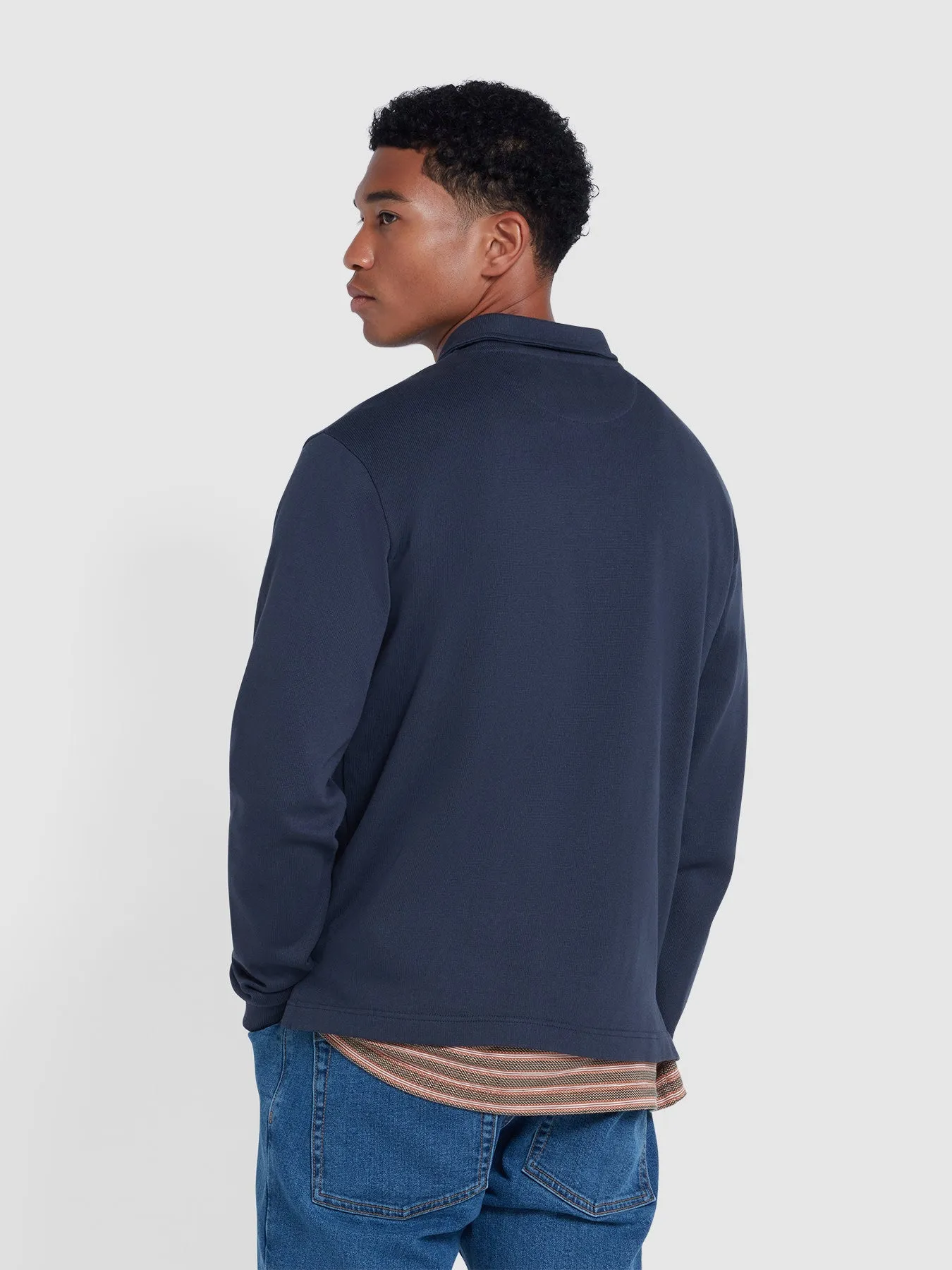 Creston Quarter Zip Rugby Sweatshirt In True Navy sold by Farah product image thumbnail 3