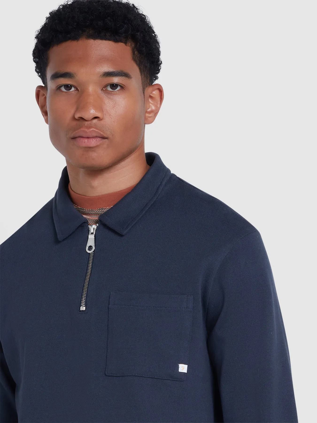 Creston Quarter Zip Rugby Sweatshirt In True Navy sold by Farah product image thumbnail 4