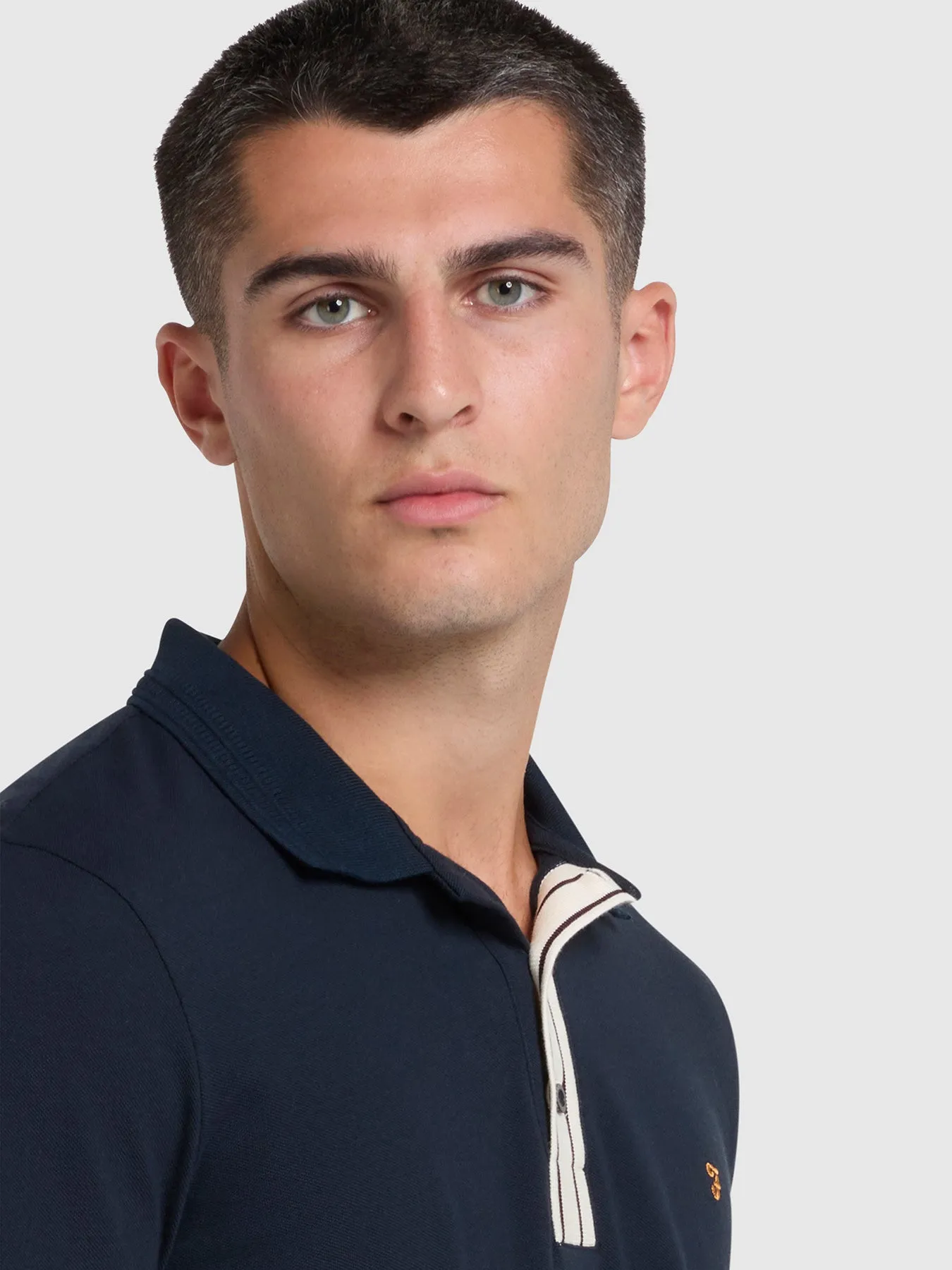 Drexler Organic Cotton Long Sleeve Polo Shirt In True Navy sold by Farah product image thumbnail 4