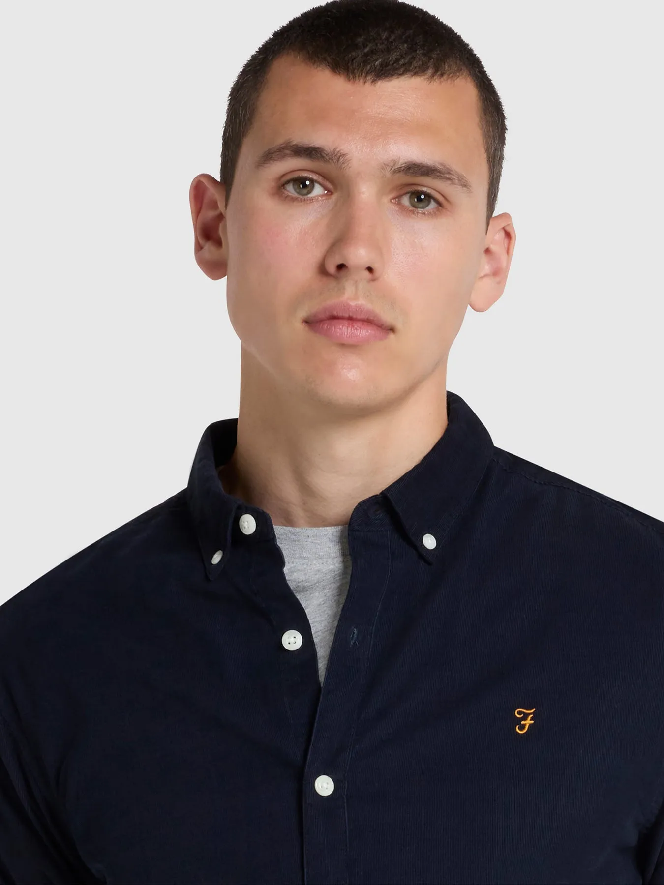 Fontella Slim Fit Corduroy Shirt In True Navy sold by Farah product image thumbnail 3
