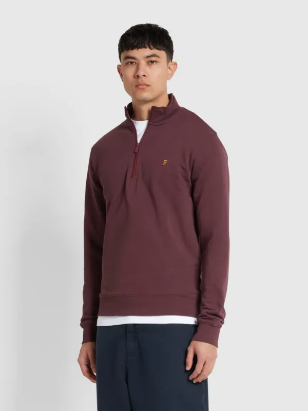 Kelly Quarter Zip Sweatshirt In Farah Red made by Farah