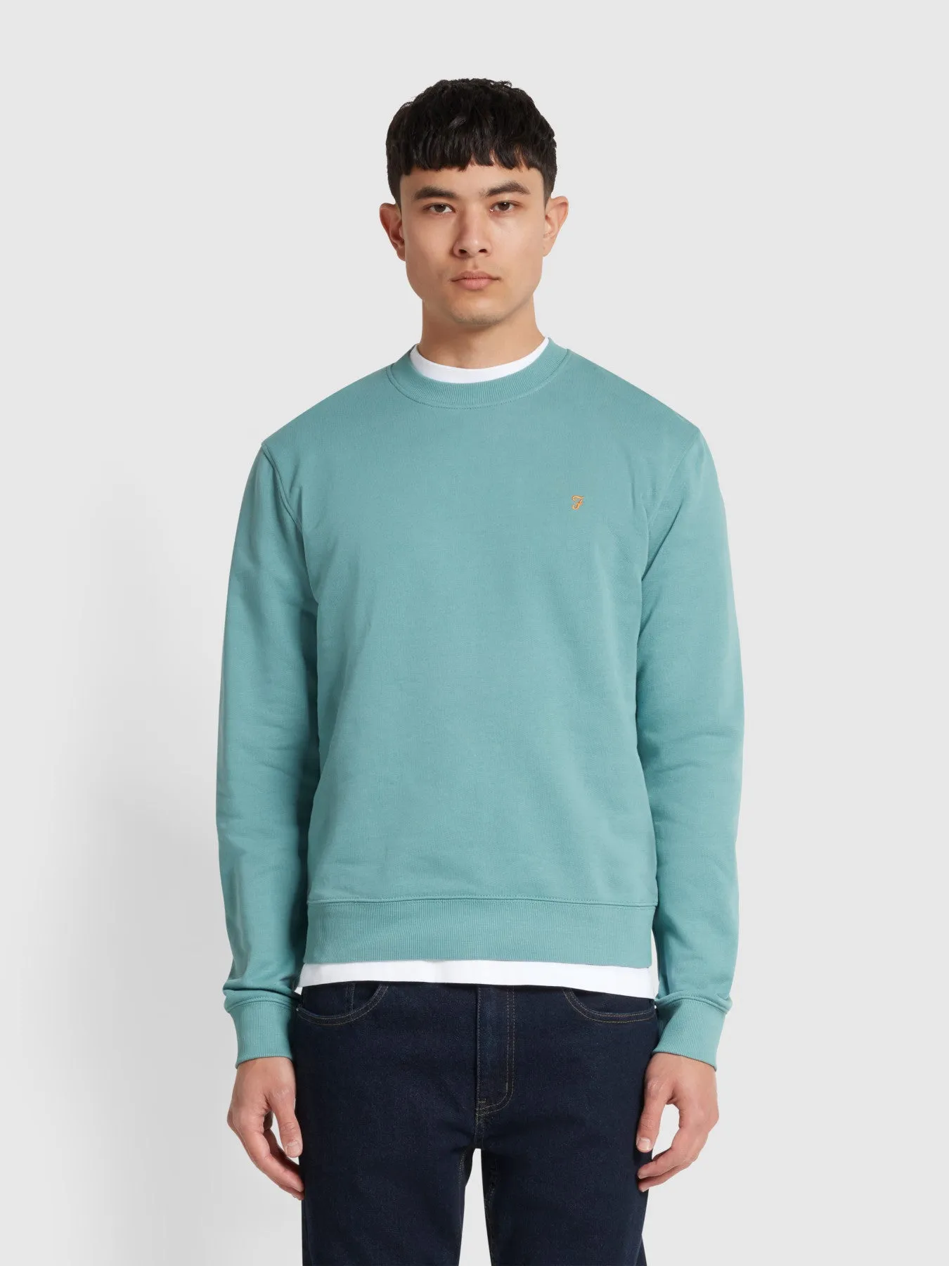 Hanbury Crew Neck Sweatshirt In Brook Blue sold by Farah