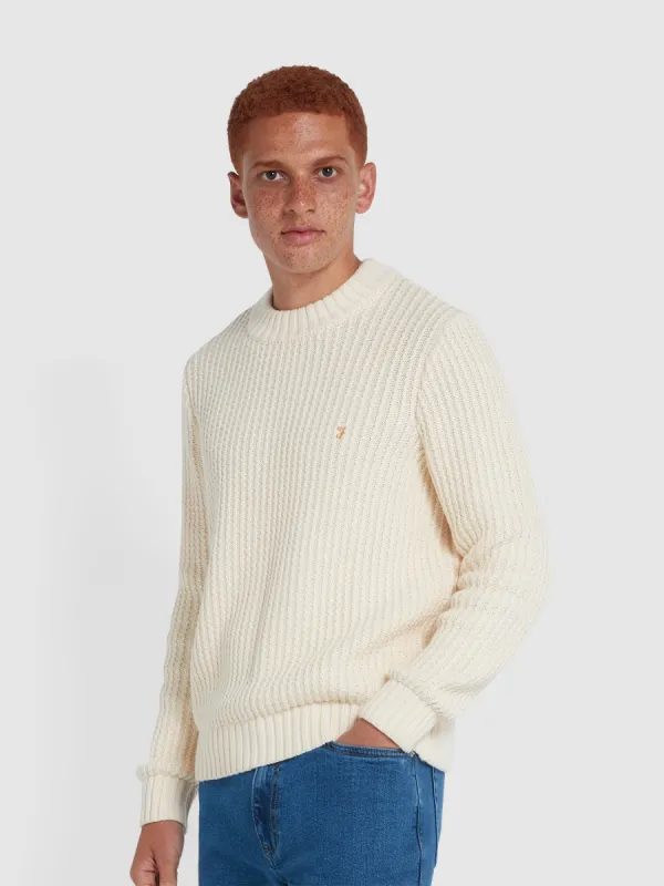 Burlington Fisherman Knit Sweater In Cream sold by Farah