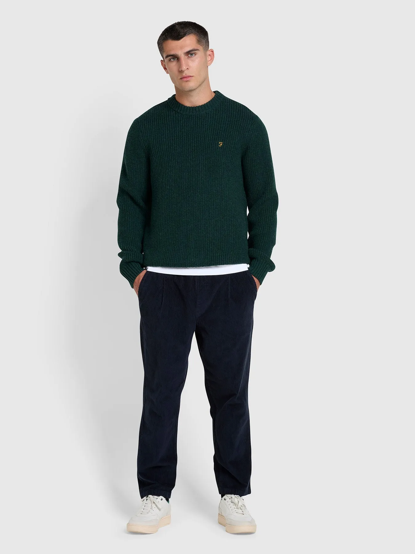 Hayes Tipped Crew Neck Jumper In Botanic Green sold by Farah product image thumbnail 2