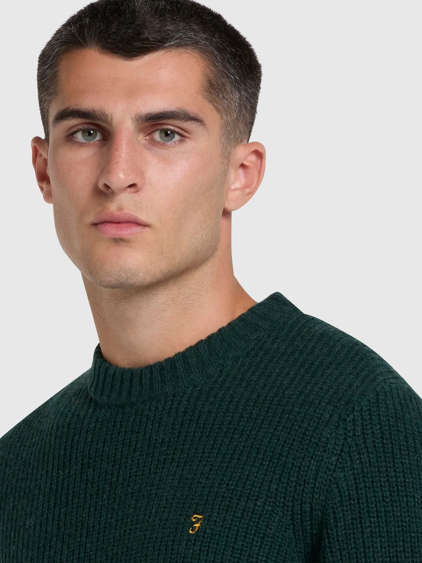 Hayes Tipped Crew Neck Jumper In Botanic Green sold by Farah product image thumbnail 4