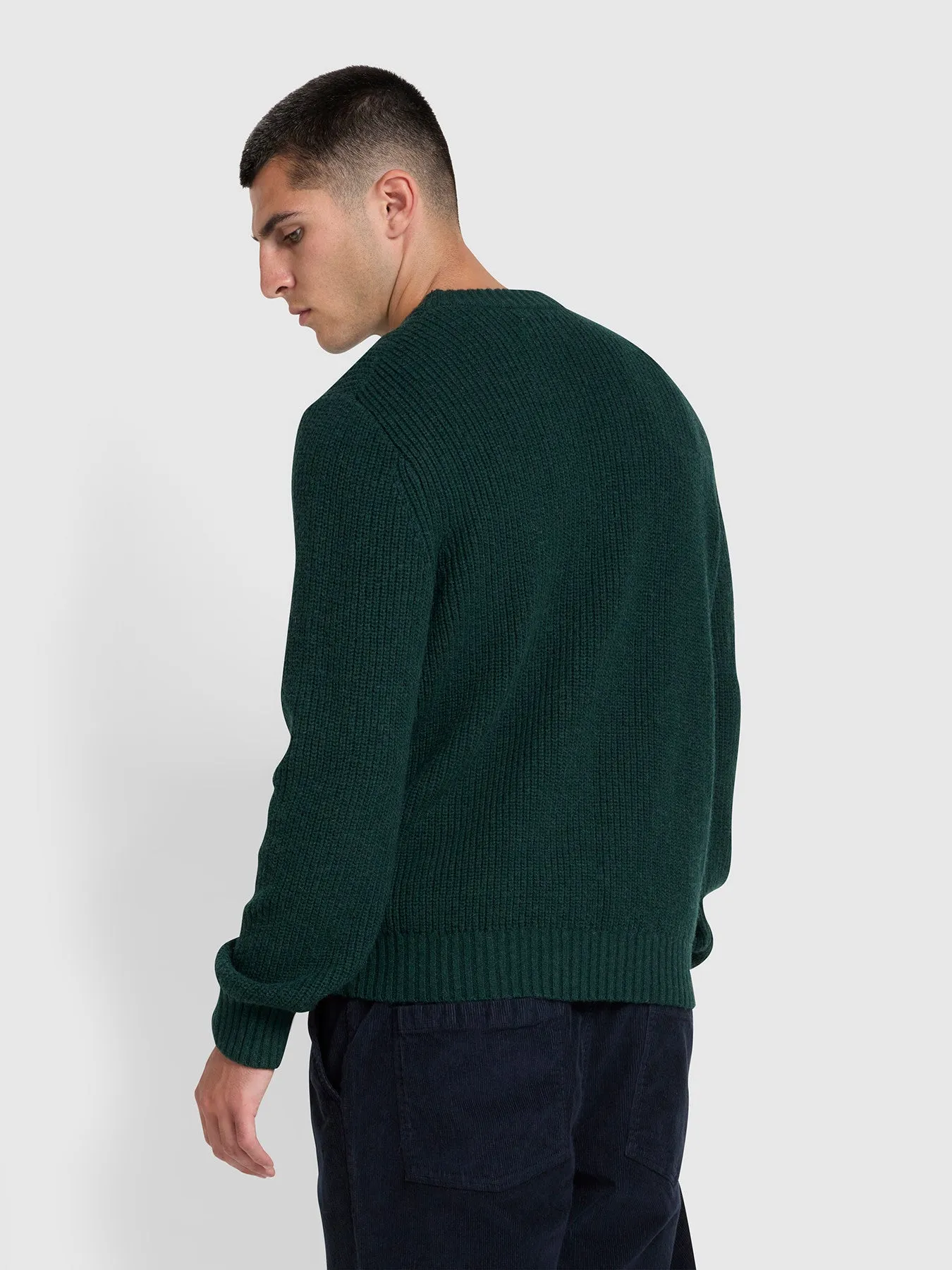 Hayes Tipped Crew Neck Jumper In Botanic Green sold by Farah product image thumbnail 3