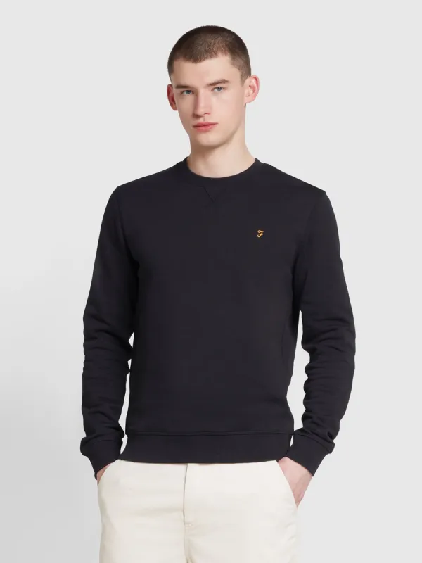 Tim Organic Cotton Crew Neck Sweatshirt In Black sold by Farah