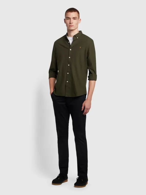 Elm Regular Slim Fit Chinos In Black sold by Farah