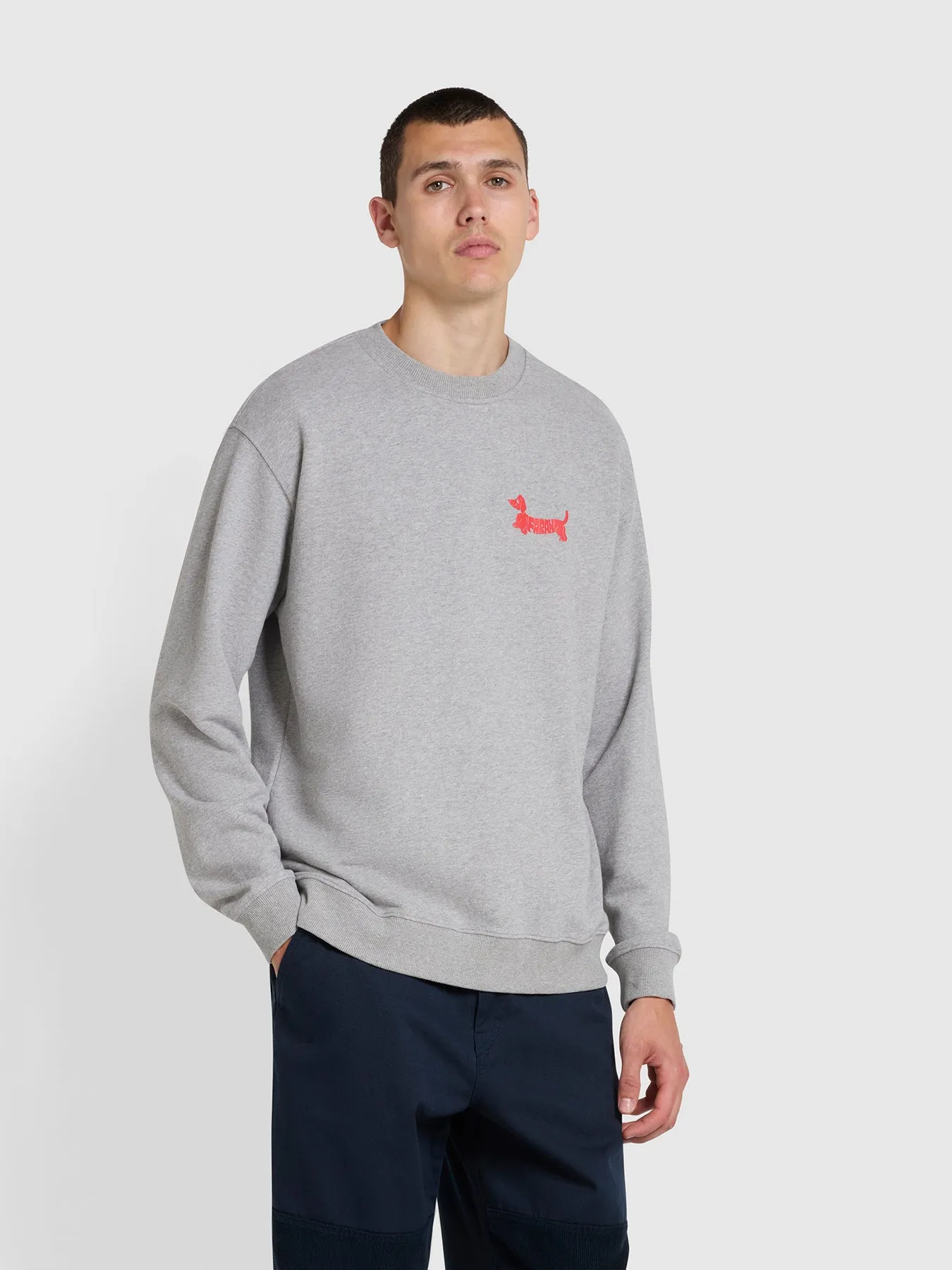 Puglia Relaxed Fit Crew Neck Graphic Sweatshirt In Light Grey Marl sold by Farah