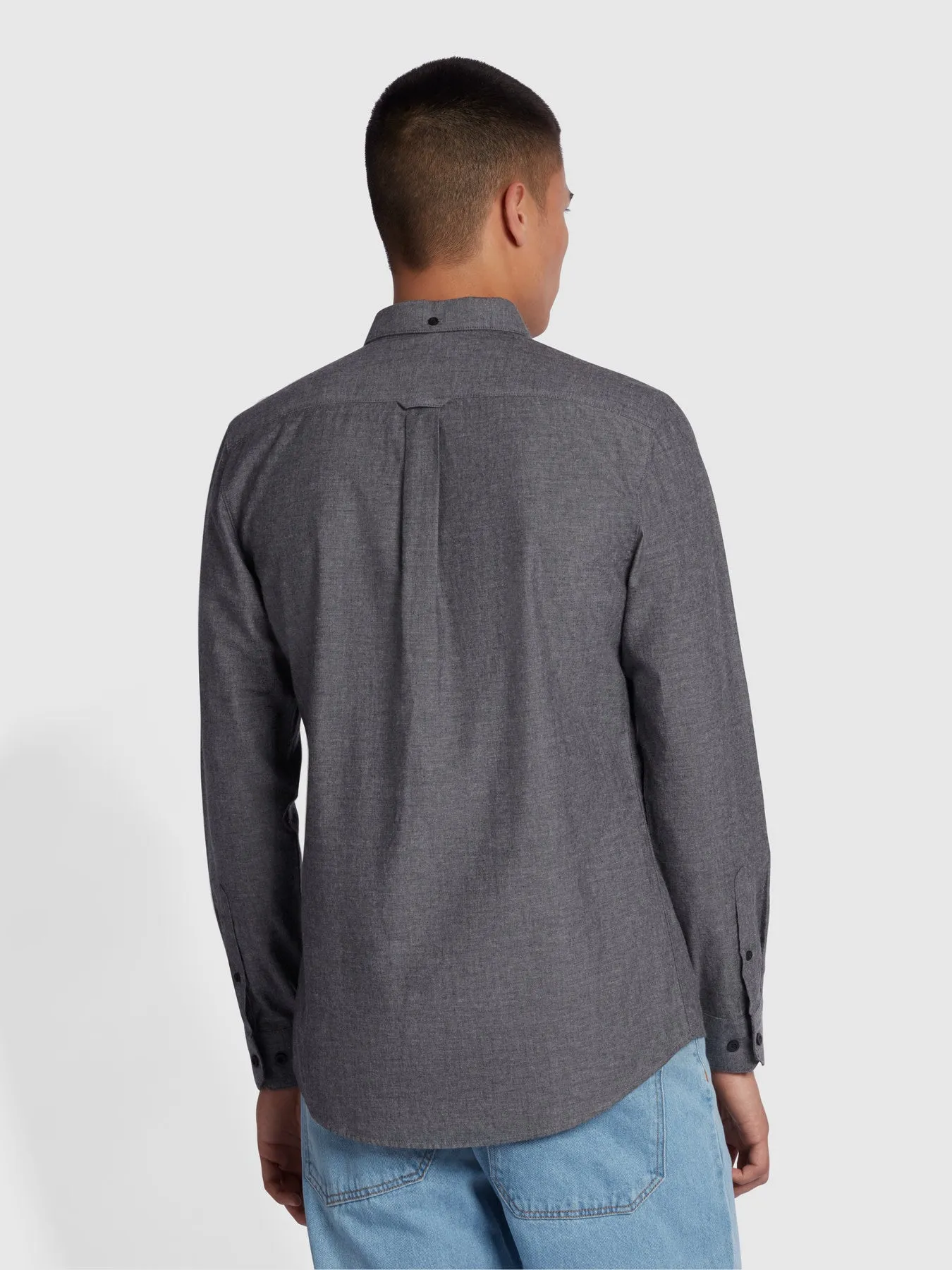 Steen Slim Fit Brushed Organic Cotton Shirt In Gravel Marl sold by Farah product image thumbnail 3