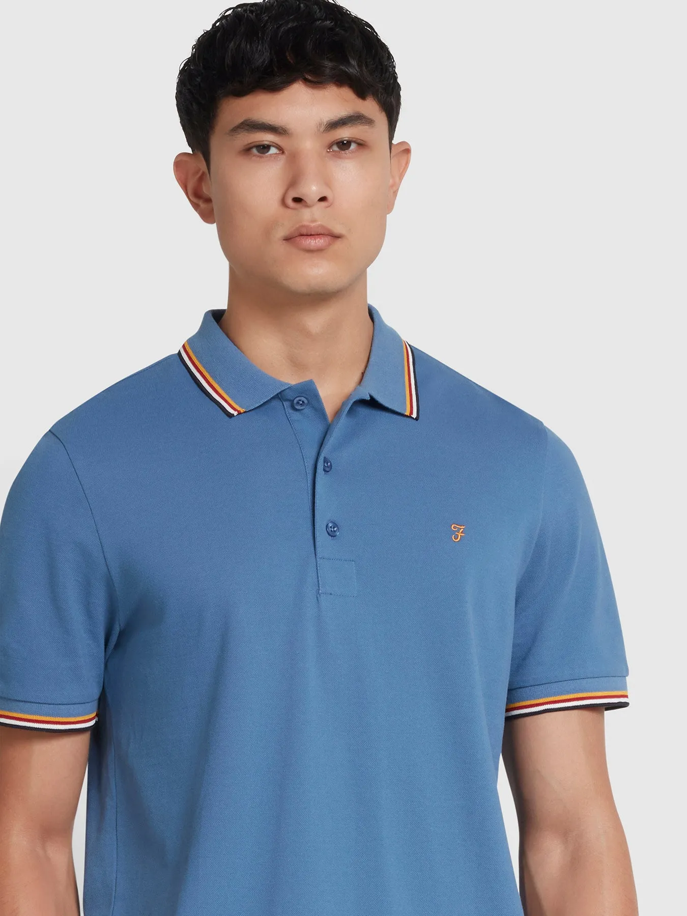 Alvin Tipped Collar Polo Shirt In Sheaf Blue sold by Farah product image thumbnail 4