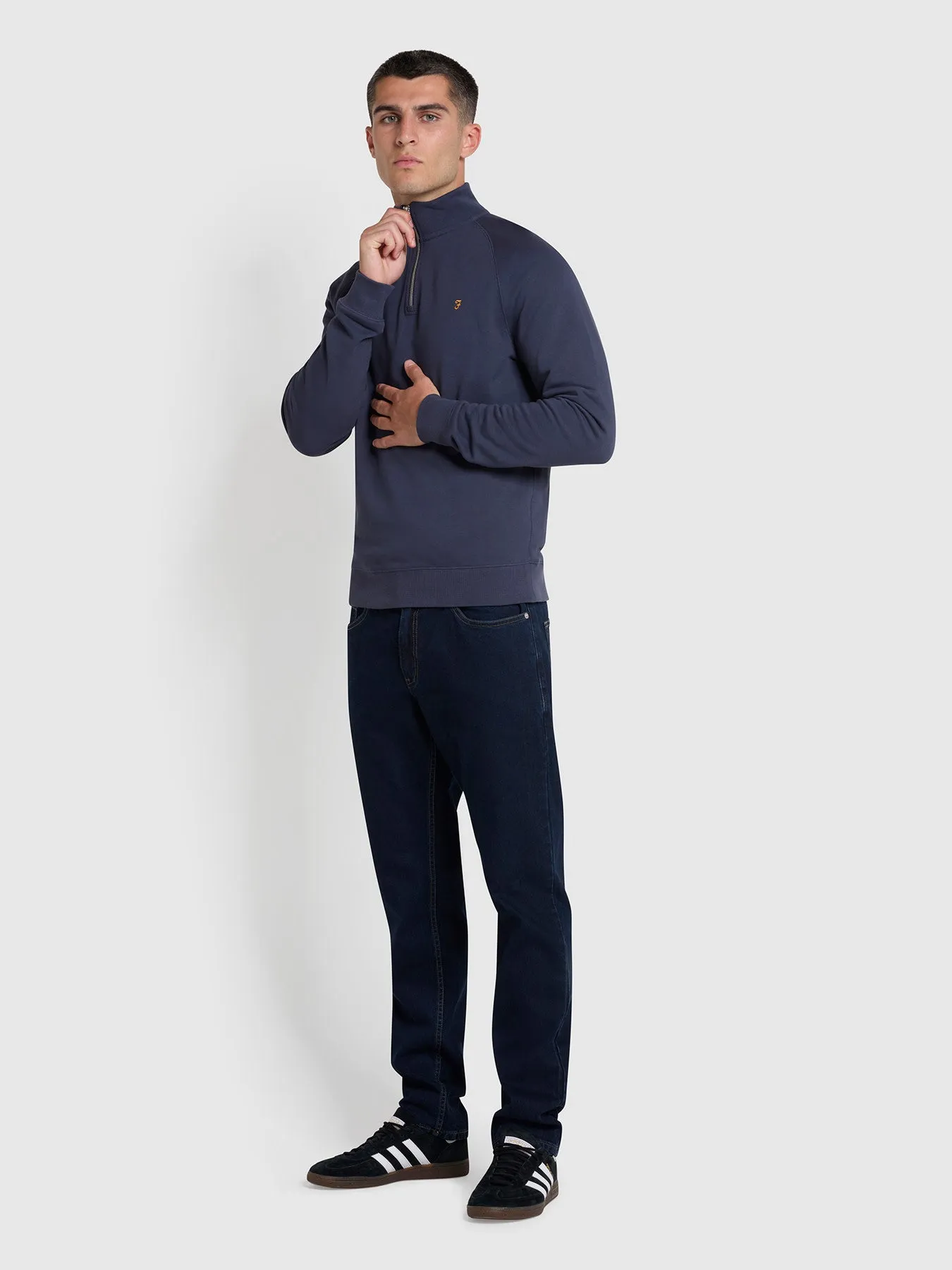 Jim Quarter Zip Sweatshirt In Liquorice Blue sold by Farah product image thumbnail 2