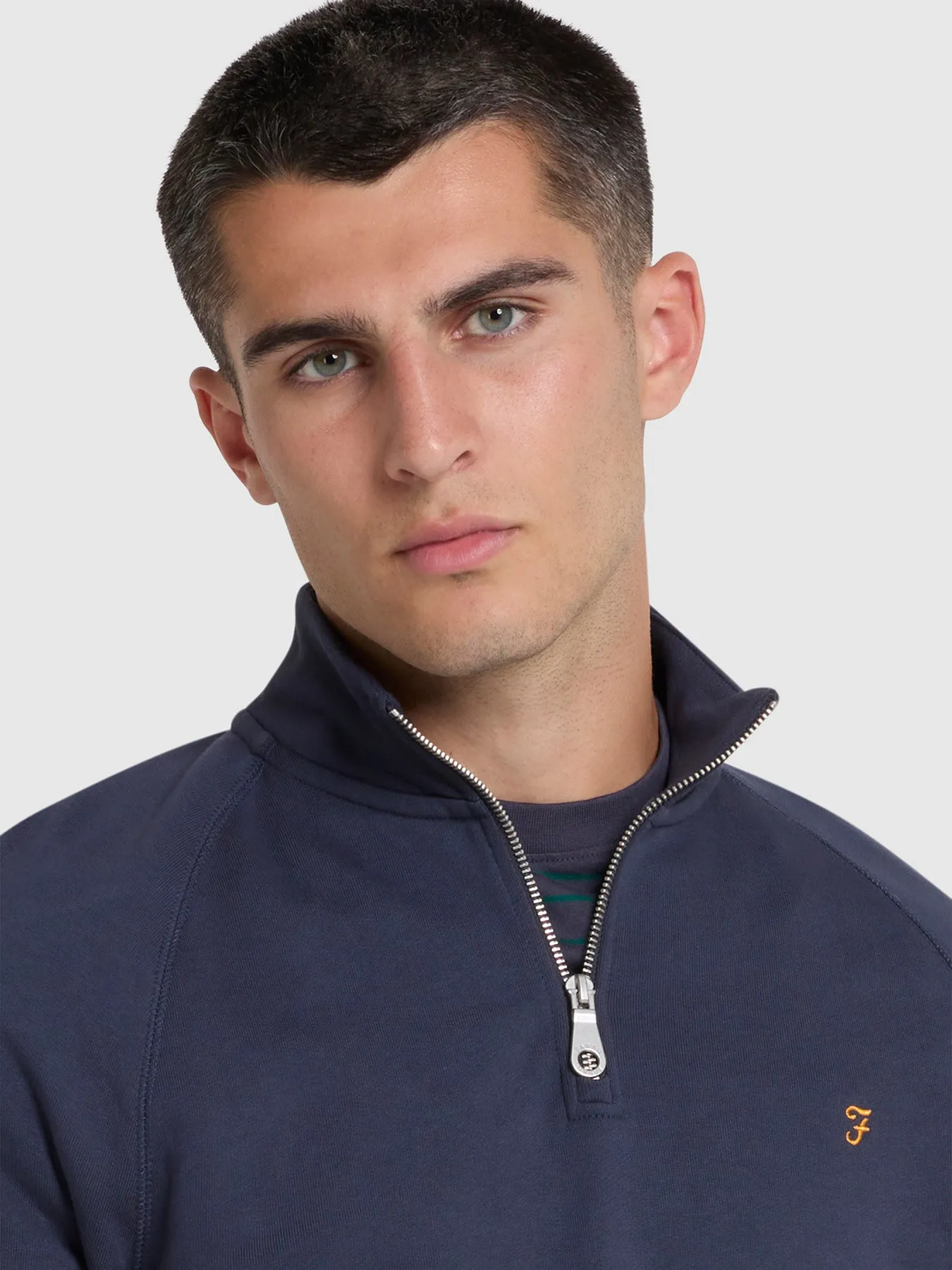 Jim Quarter Zip Sweatshirt In Liquorice Blue sold by Farah product image thumbnail 4