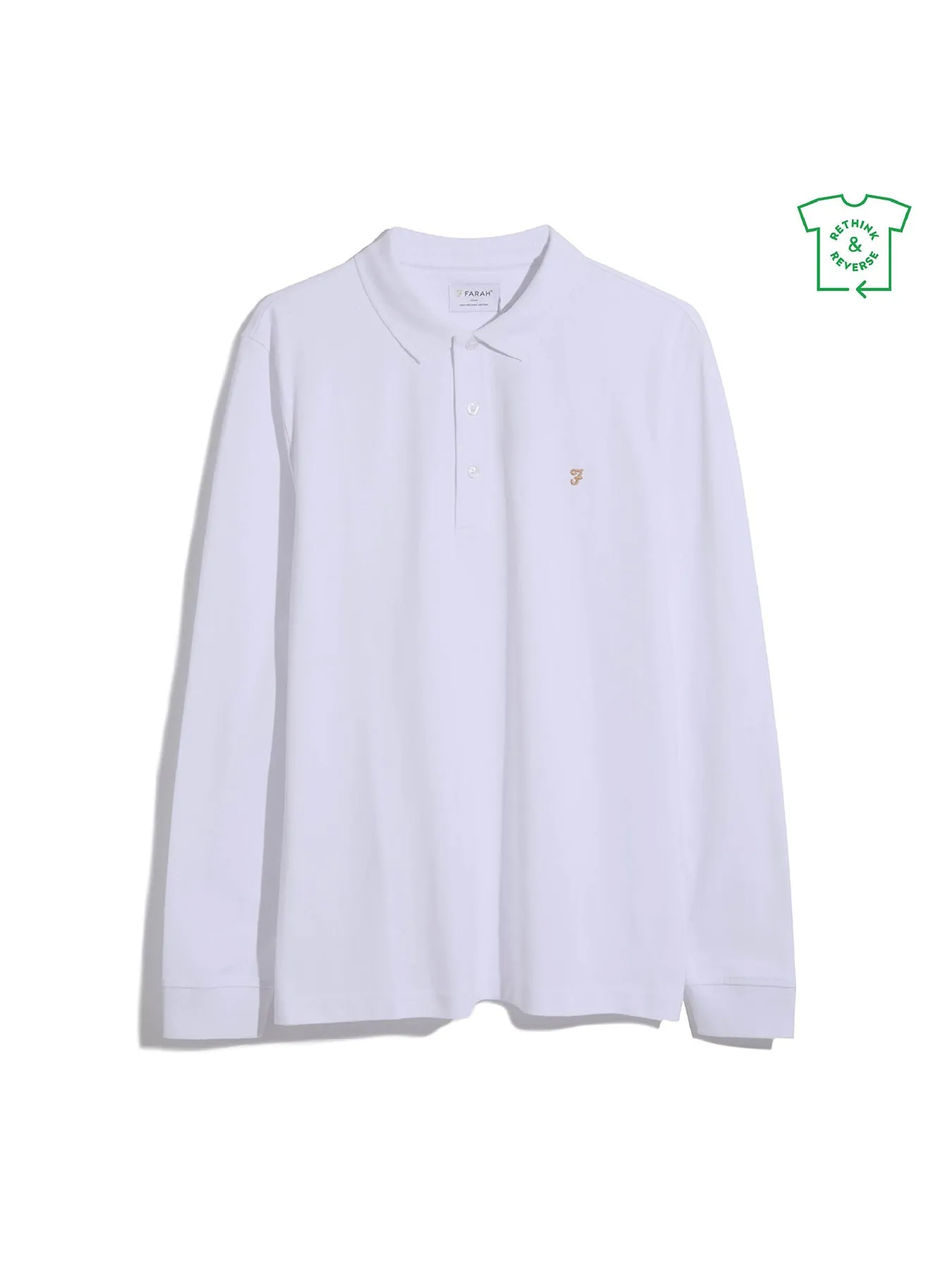 Blanes Long Sleeve Polo Shirt In White sold by Farah product image thumbnail 5