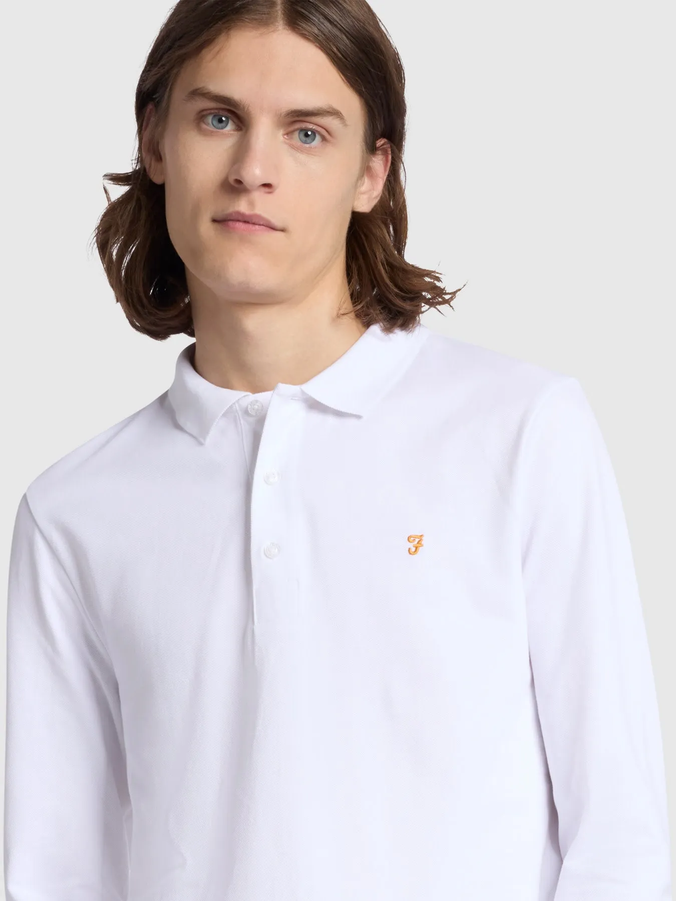Blanes Long Sleeve Polo Shirt In White sold by Farah product image thumbnail 4