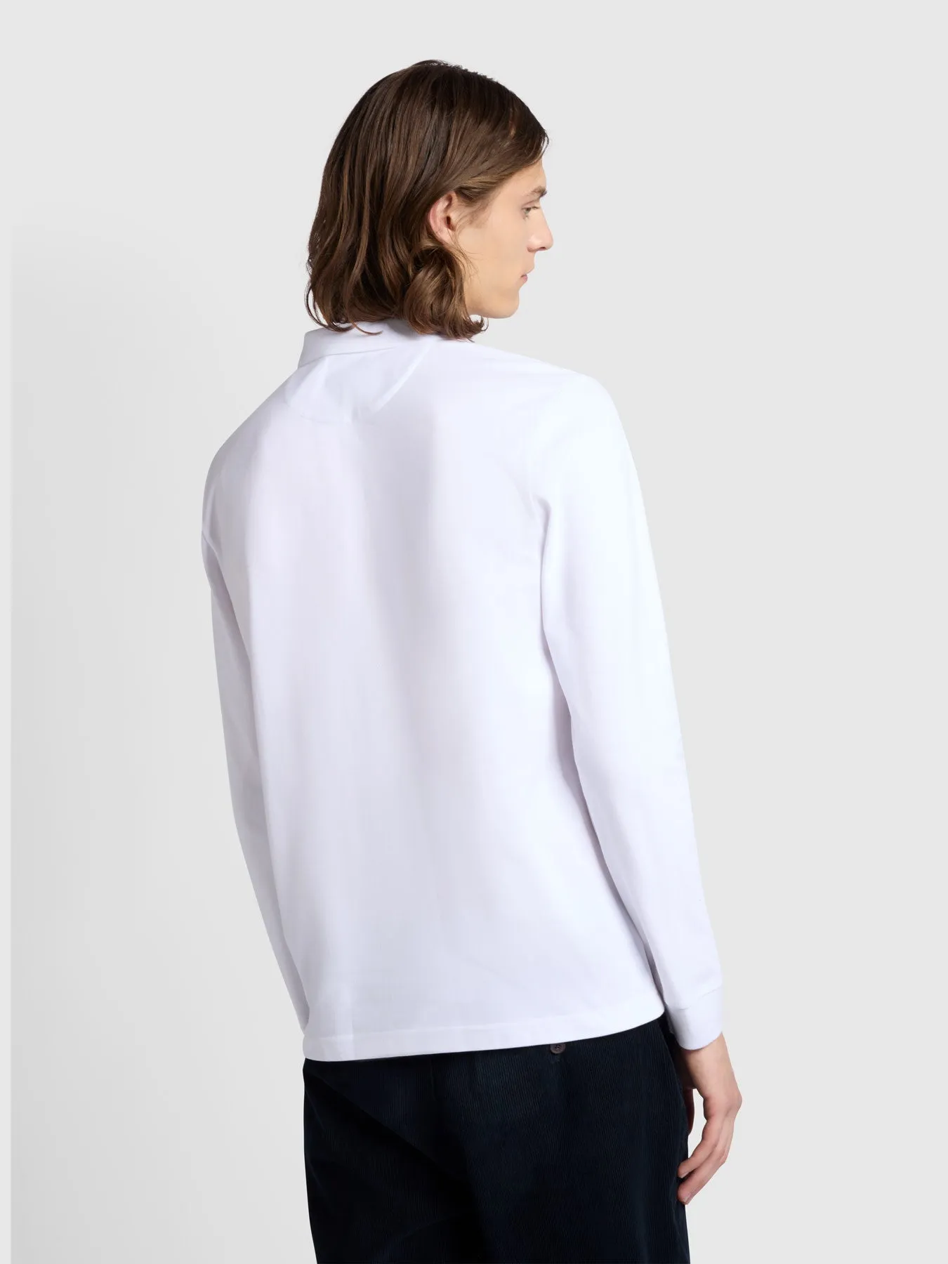 Blanes Long Sleeve Polo Shirt In White sold by Farah product image thumbnail 3