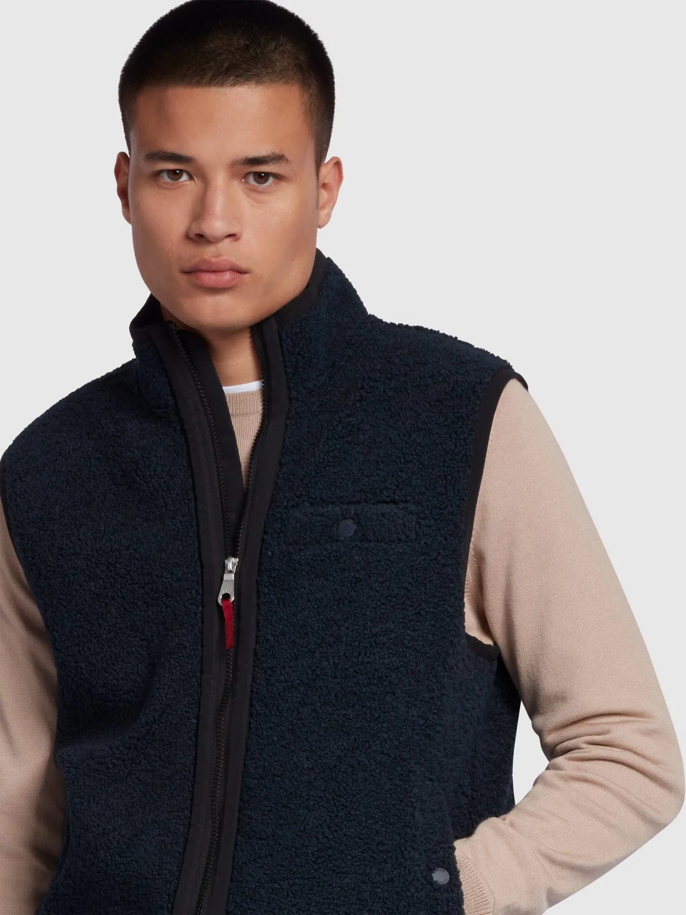 Naples Regular Fit Borg Fleece Gilet In True Navy sold by Farah product image thumbnail 4