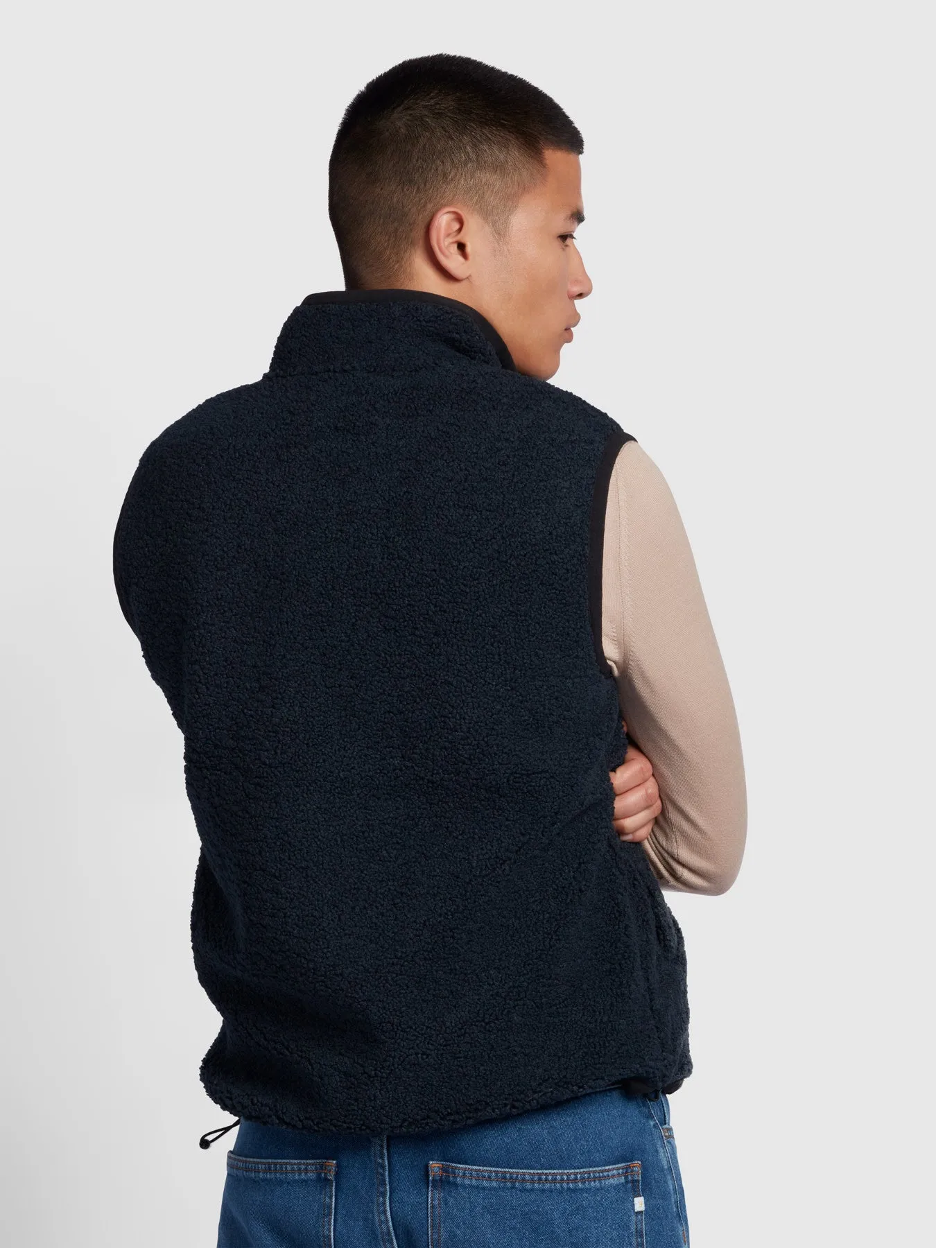 Naples Regular Fit Borg Fleece Gilet In True Navy sold by Farah product image thumbnail 3