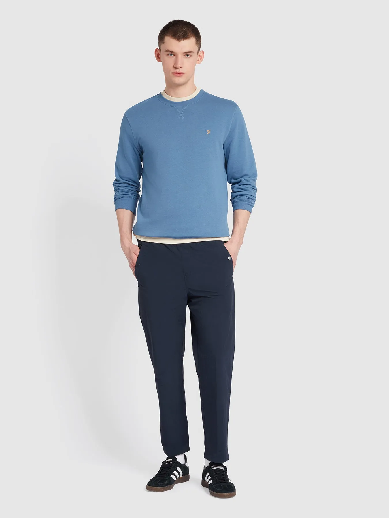 Tim Organic Cotton Crew Neck Sweatshirt In Sheaf Blue sold by Farah product image thumbnail 4