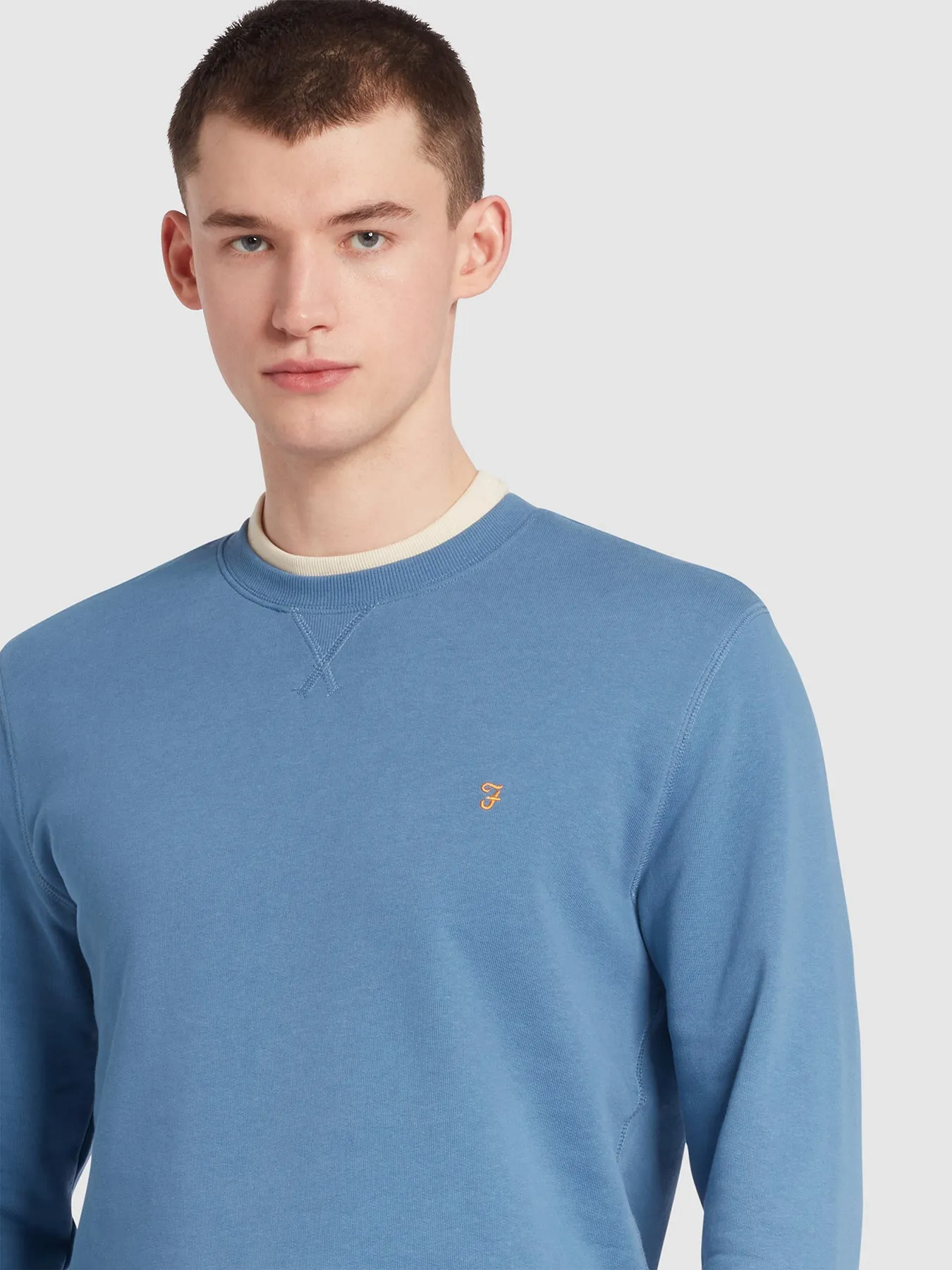 Tim Organic Cotton Crew Neck Sweatshirt In Sheaf Blue sold by Farah product image thumbnail 2