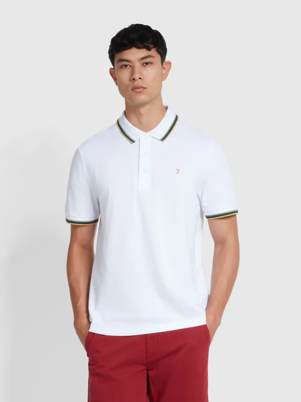 Alvin Tipped Collar Polo Shirt In White sold by Farah
