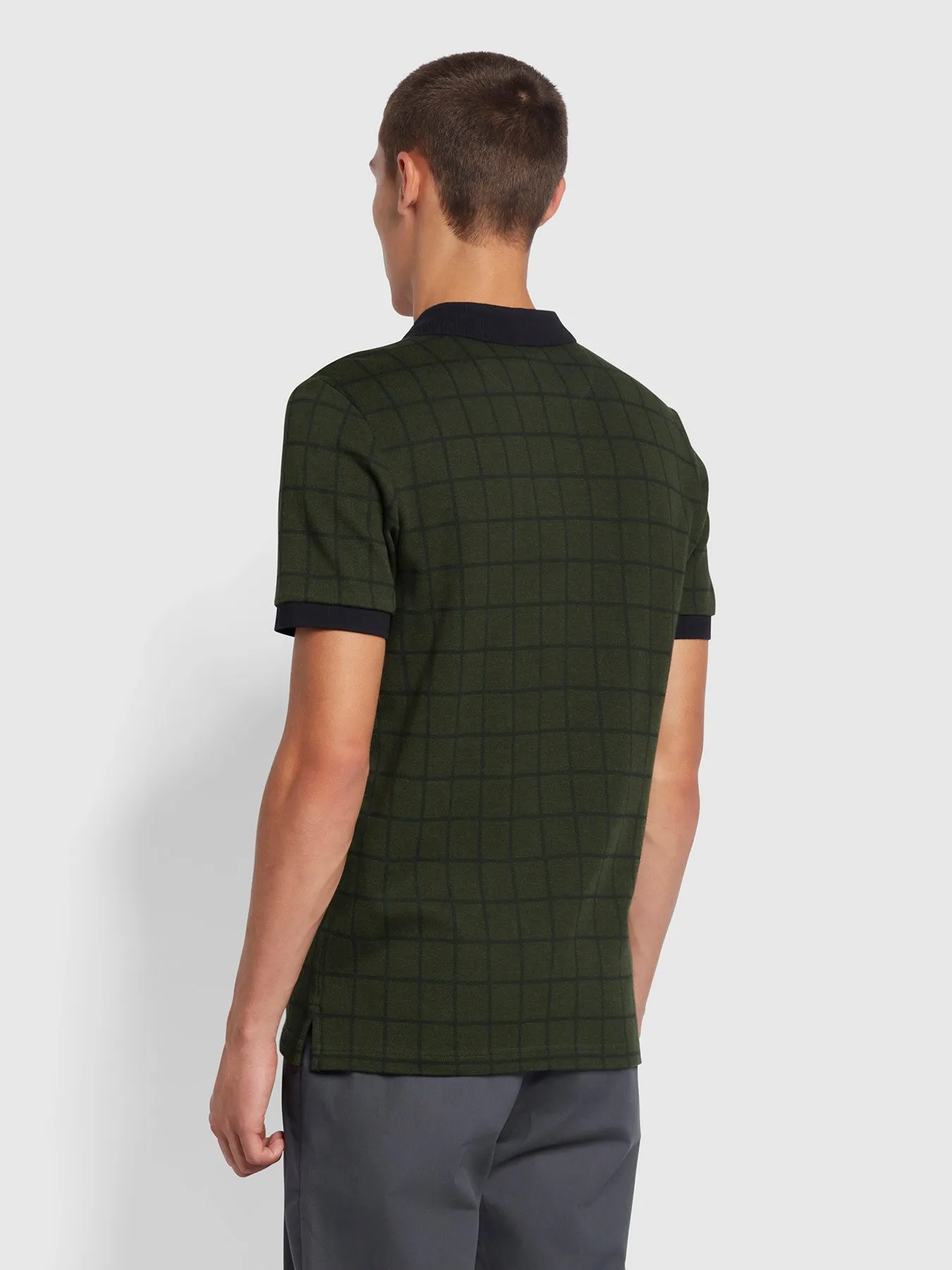 Hunningale Slim Fit Check Organic Cotton Polo Shirt In Evergreen sold by Farah product image thumbnail 3