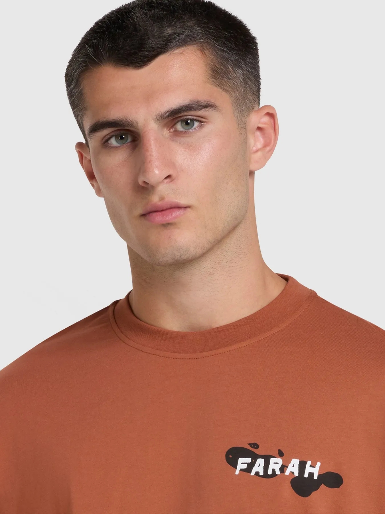 Guy Graphic Relaxed Fit Organic Cotton T-Shirt In Teak sold by Farah product image thumbnail 4