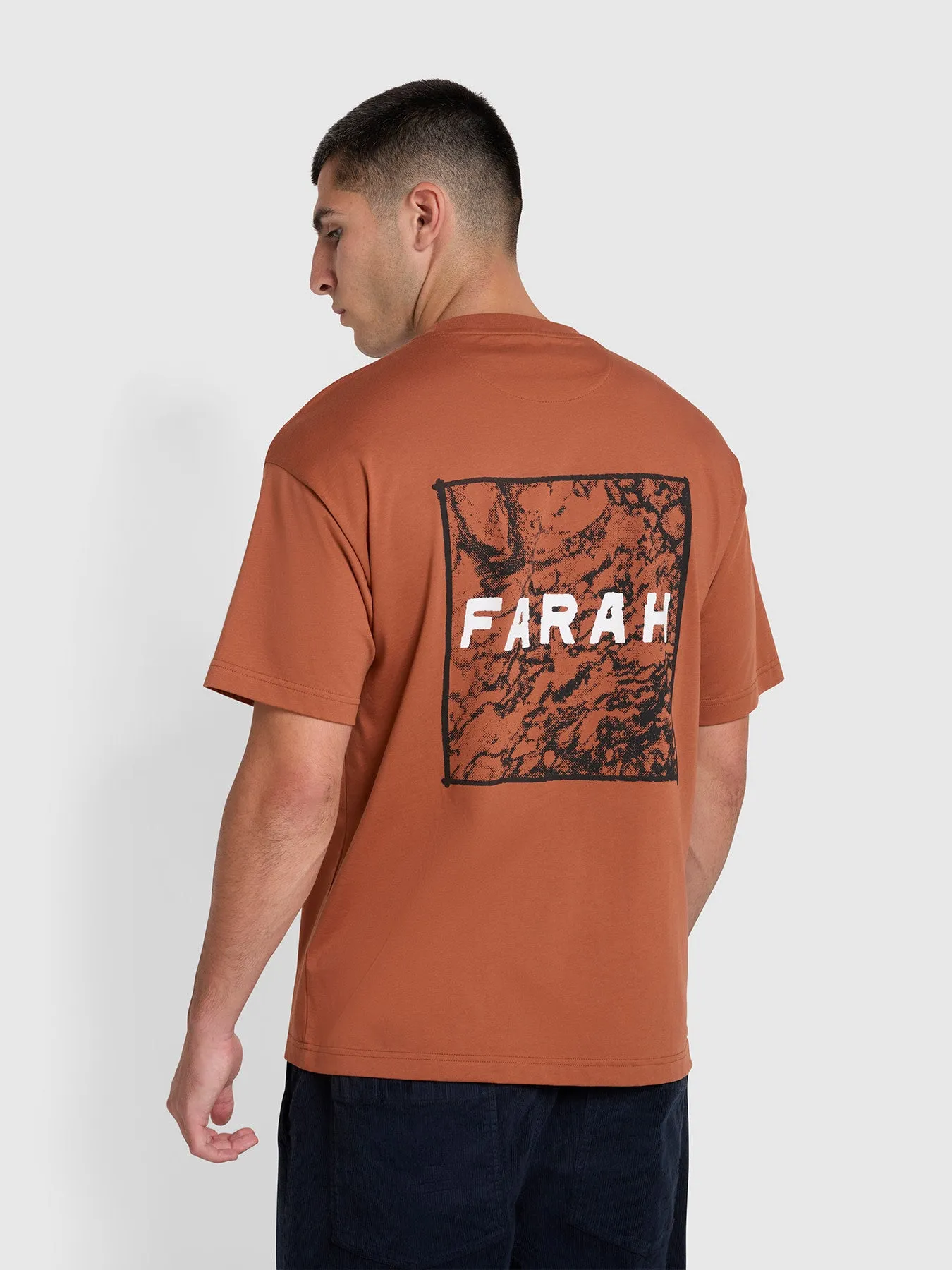 Guy Graphic Relaxed Fit Organic Cotton T-Shirt In Teak sold by Farah product image thumbnail 3