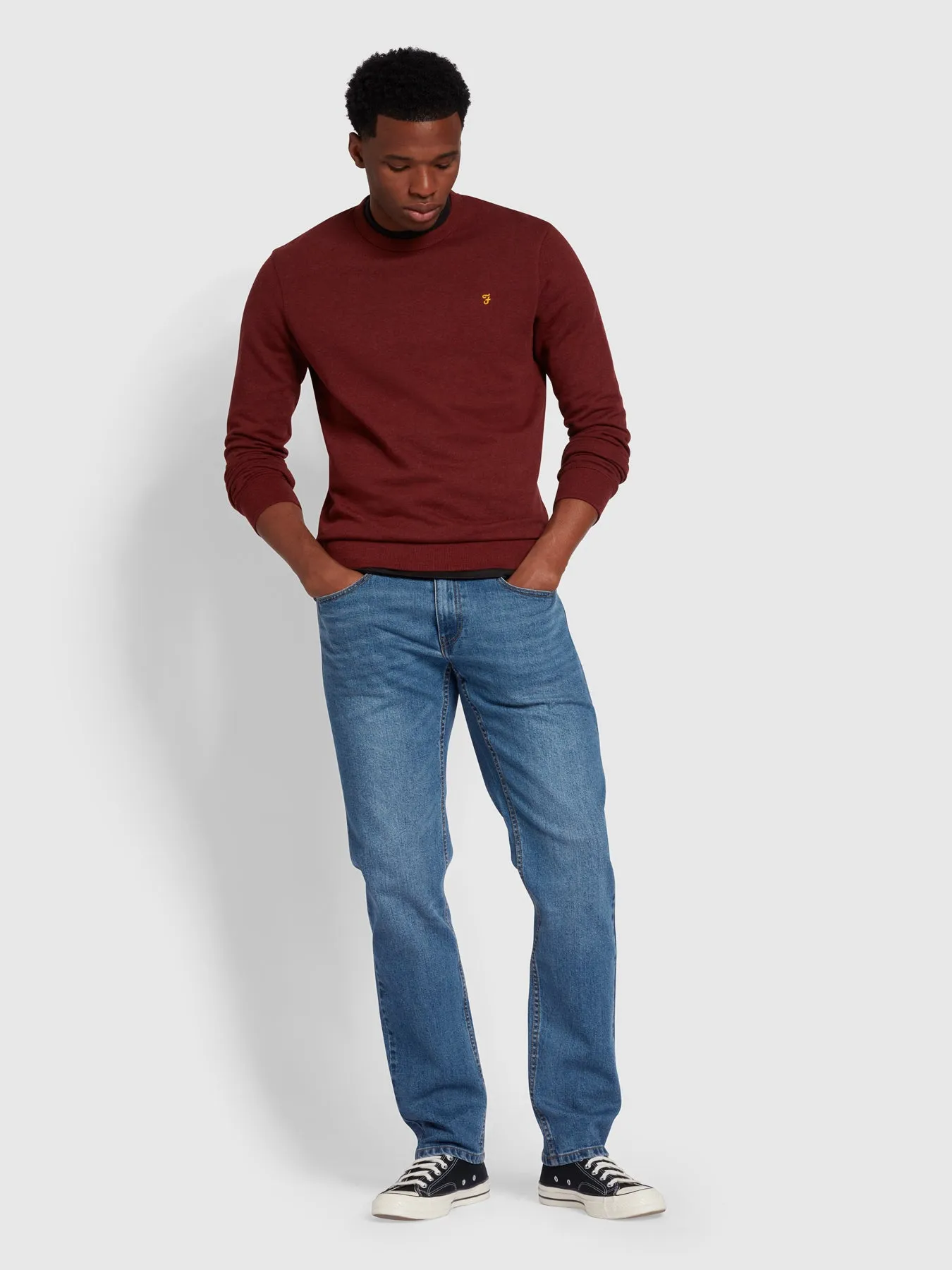Tim Organic Cotton Crew Neck Sweatshirt In Farah Red Marl sold by Farah product image thumbnail 2