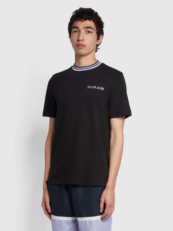 Hanley Regular Fit Organic Cotton T-Shirt In Black sold by Farah