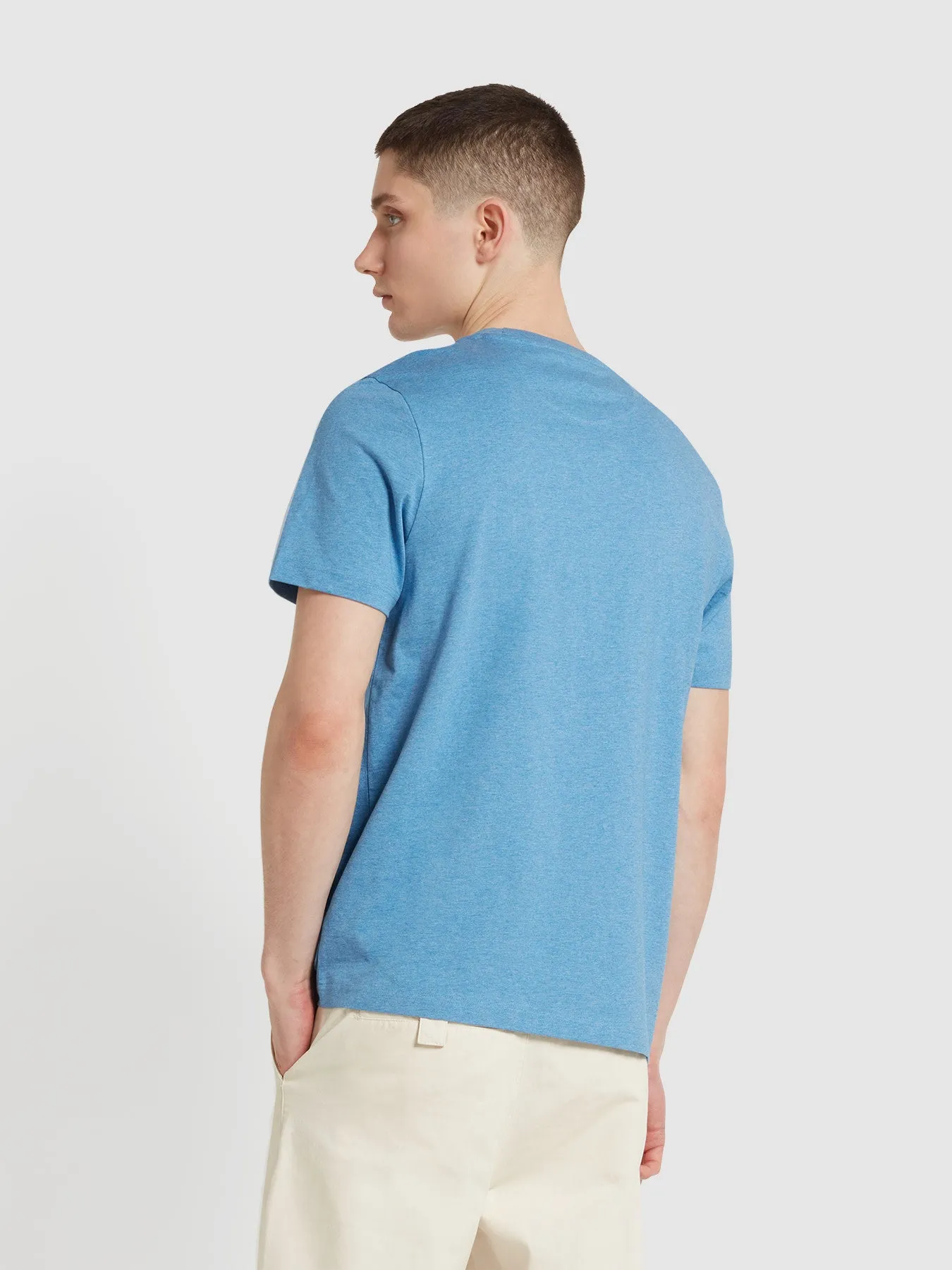 Danny Regular Fit Organic Cotton T-Shirt In Arctic Blue Marl sold by Farah product image thumbnail 3