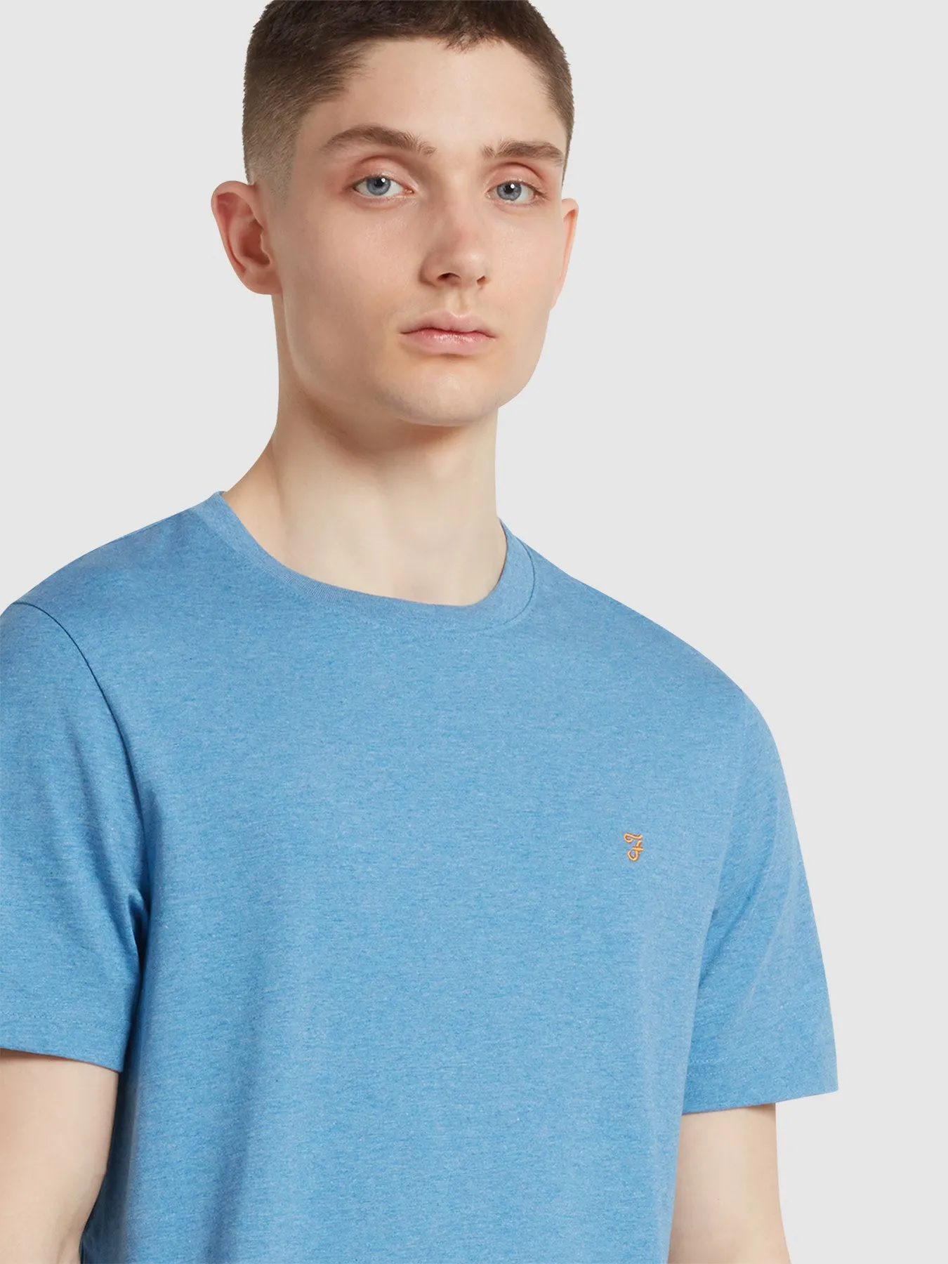 Danny Regular Fit Organic Cotton T-Shirt In Arctic Blue Marl sold by Farah product image thumbnail 4