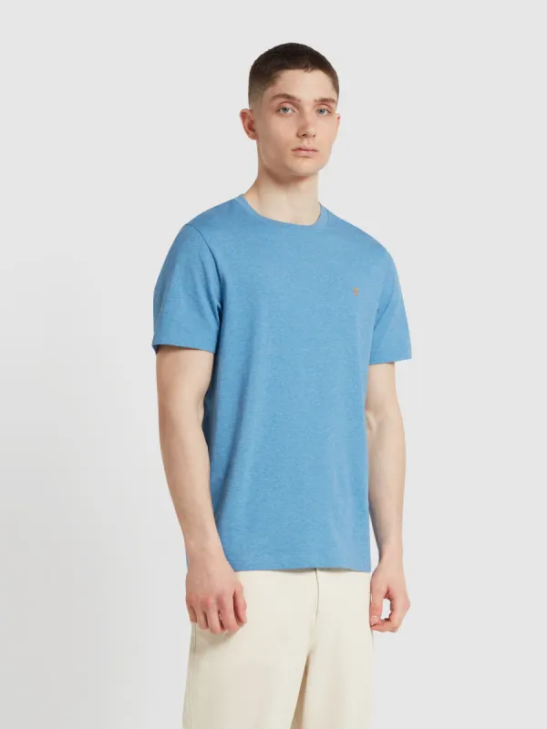Danny Regular Fit Organic Cotton T-Shirt In Arctic Blue Marl sold by Farah