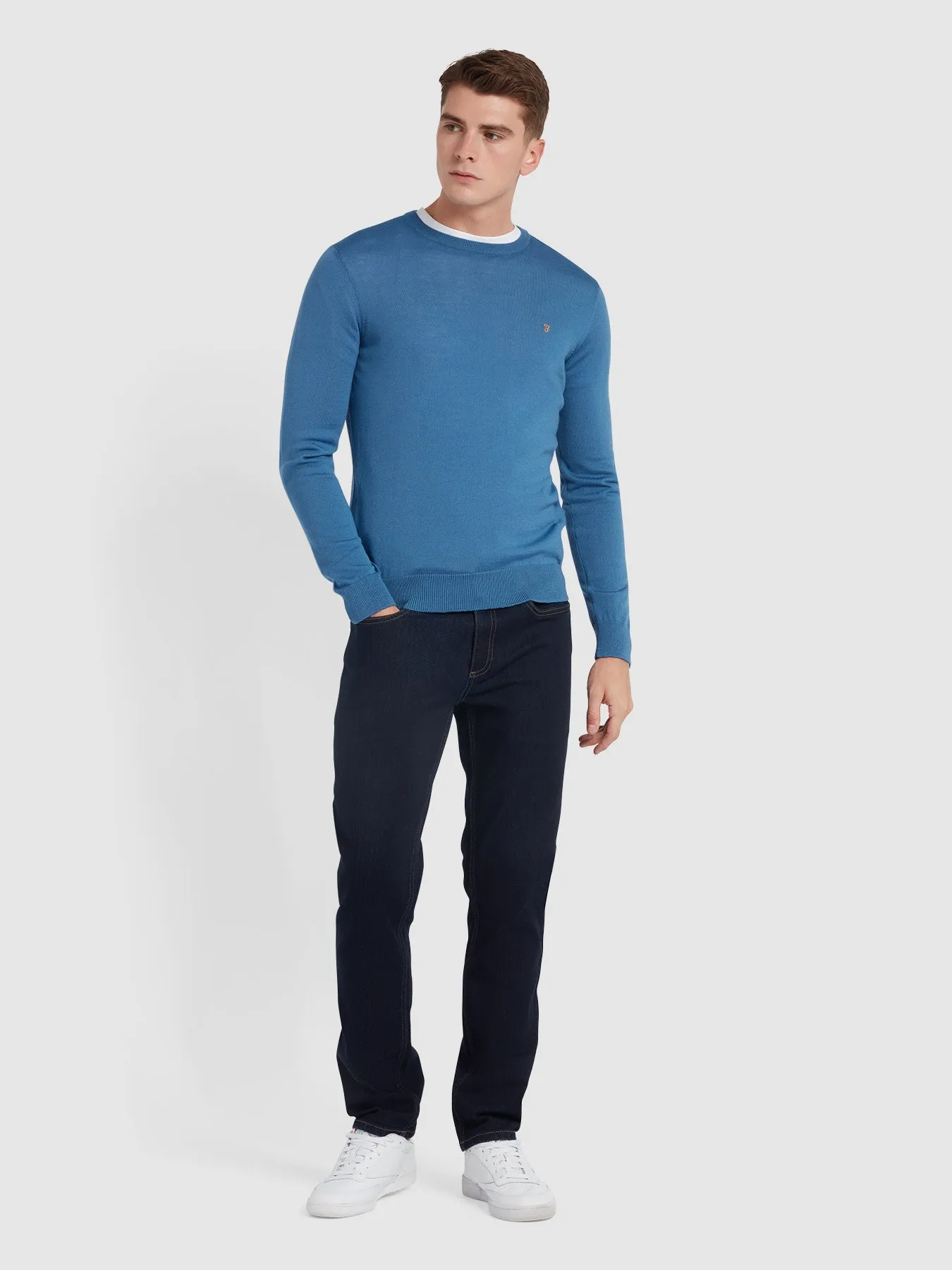 Mullen Merino Wool Crew Neck Sweater In Para Blue sold by Farah product image thumbnail 2