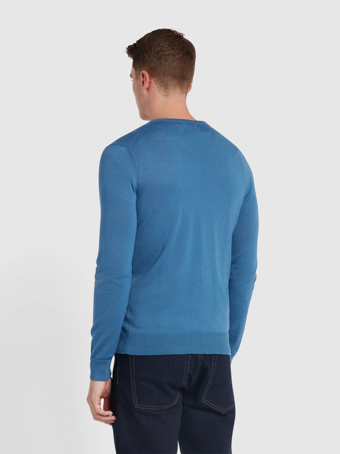 Mullen Merino Wool Crew Neck Sweater In Para Blue sold by Farah product image thumbnail 3