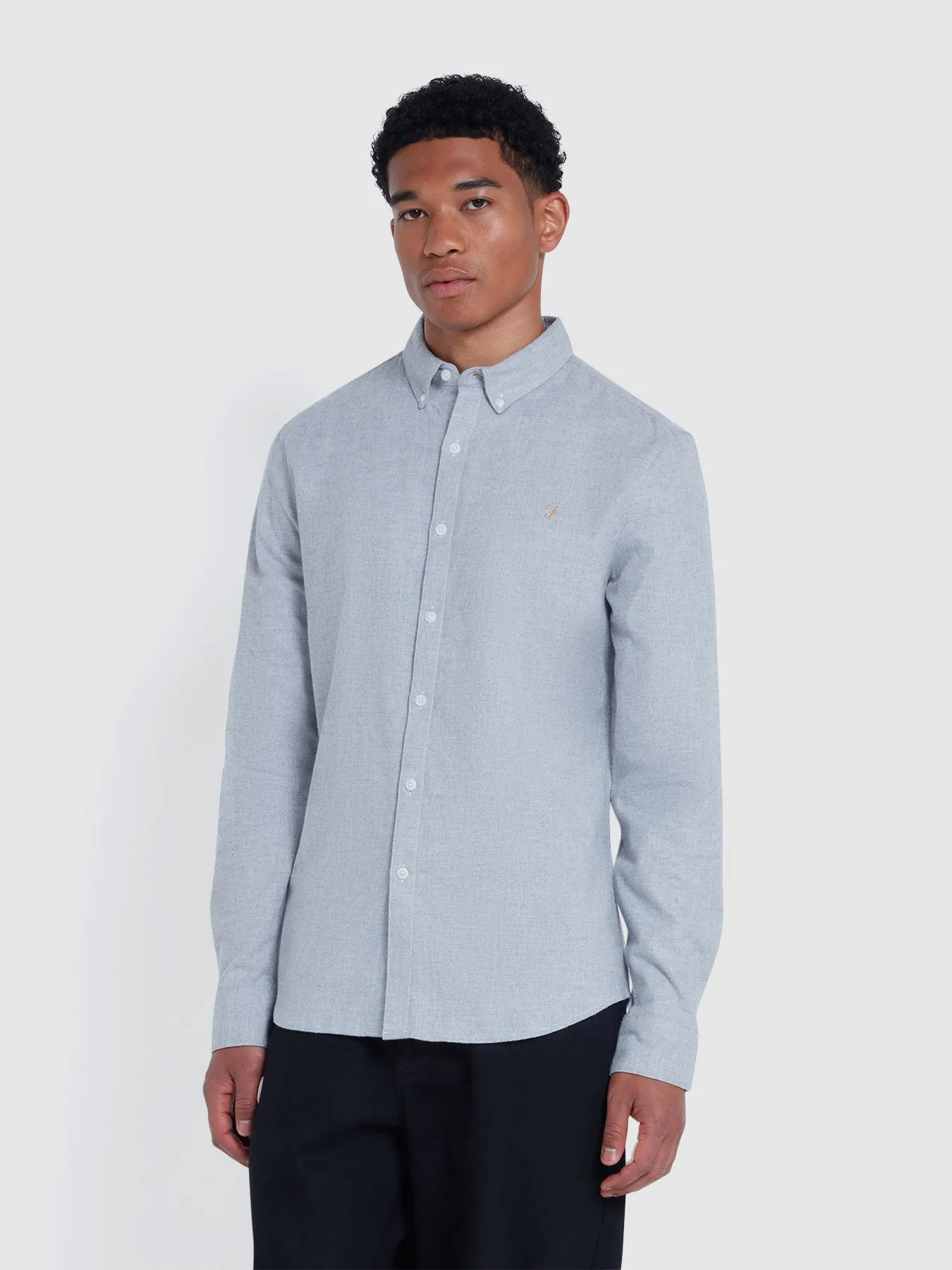 Alban Slim Fit Shirt In Grey Marl sold by Farah