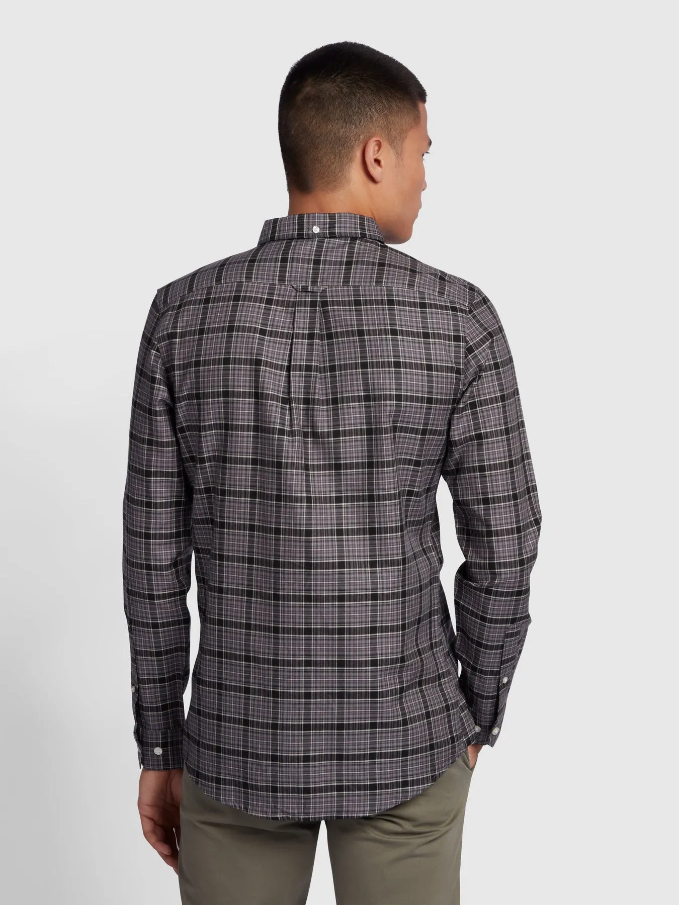 Fraser Slim Fit Long Sleeve Check Shirt In Charcoal sold by Farah product image thumbnail 3