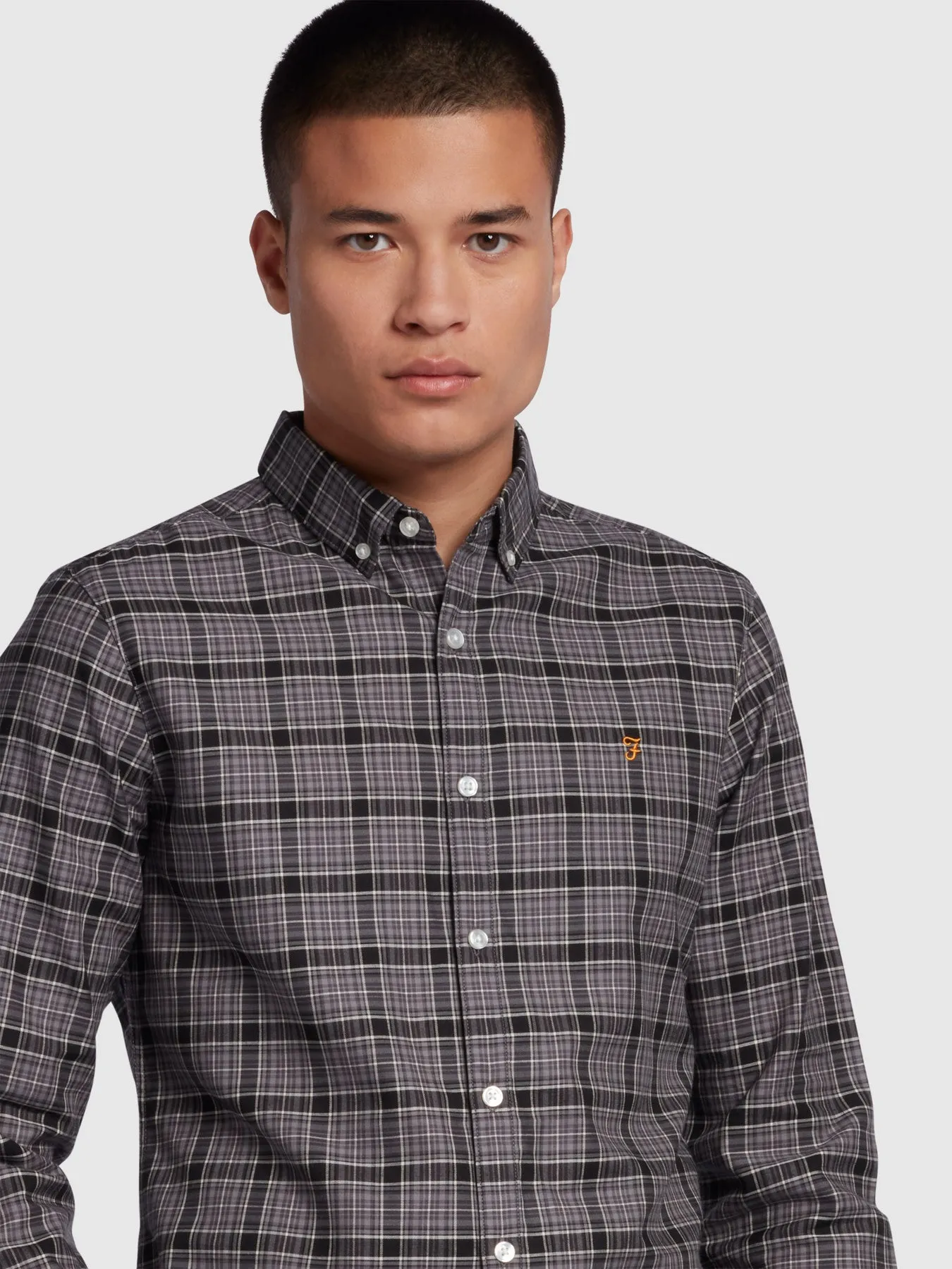 Fraser Slim Fit Long Sleeve Check Shirt In Charcoal sold by Farah product image thumbnail 4
