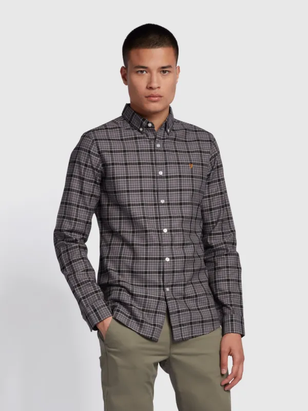 Fraser Slim Fit Long Sleeve Check Shirt In Charcoal sold by Farah