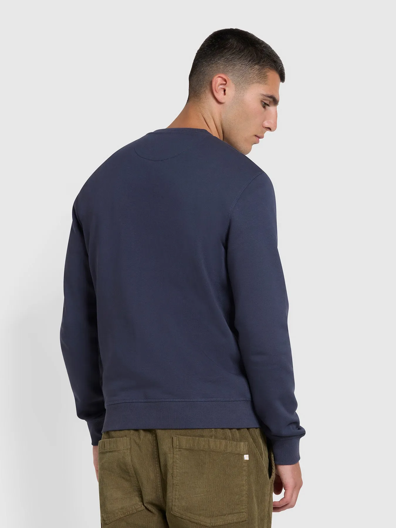 Tim Organic Cotton Crew Neck Sweatshirt In Liquorice Blue sold by Farah product image thumbnail 3