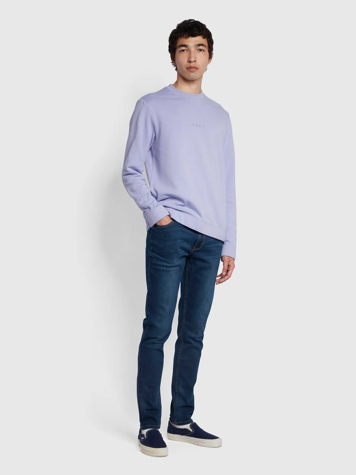 Cave Organic Cotton Crew Neck Sweatshirt In Dusty Lilac sold by Farah product image thumbnail 3