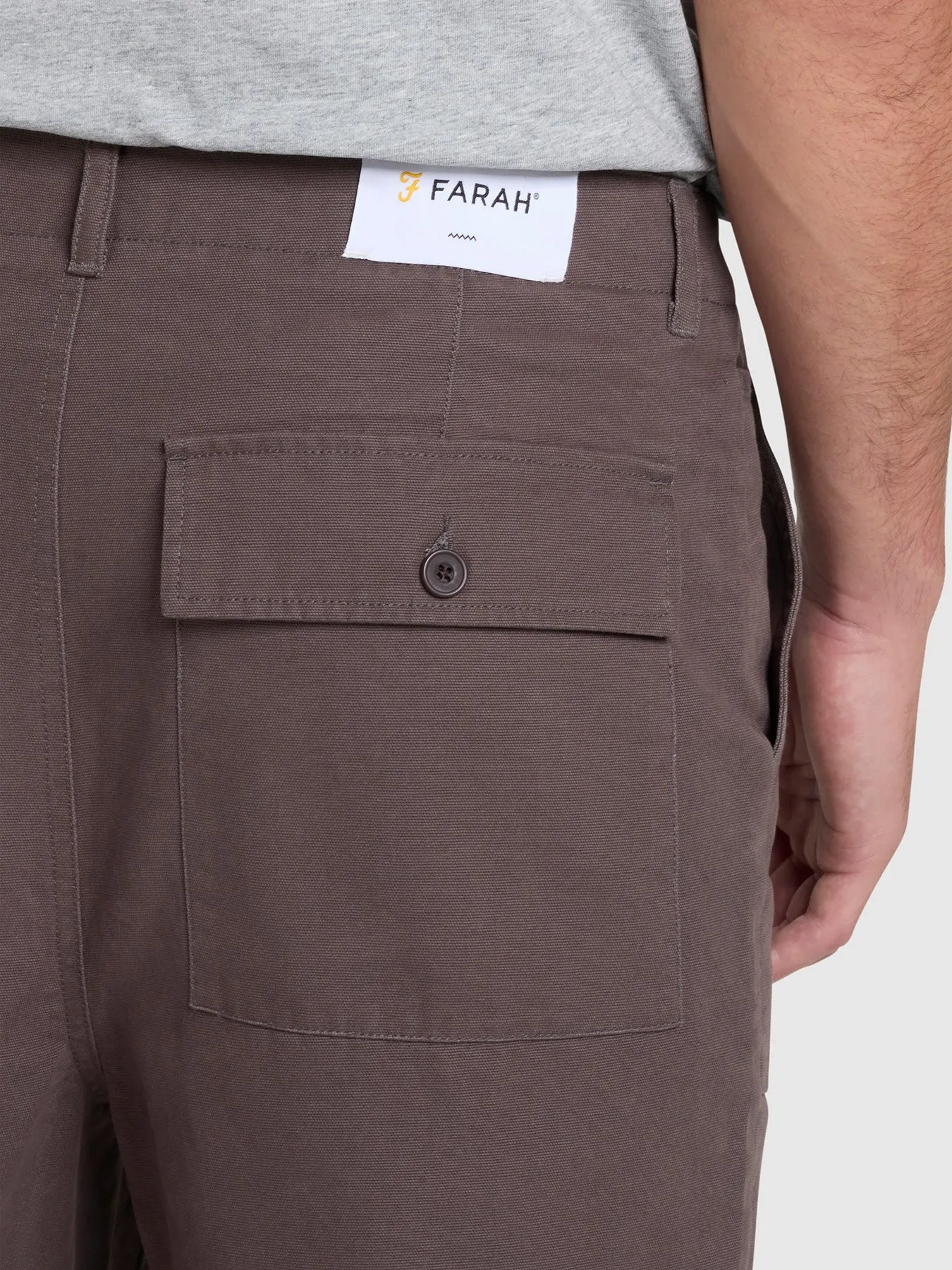 Hawtin Relaxed Tapered Fit Canvas Trousers In Farah Grey sold by Farah product image thumbnail 4