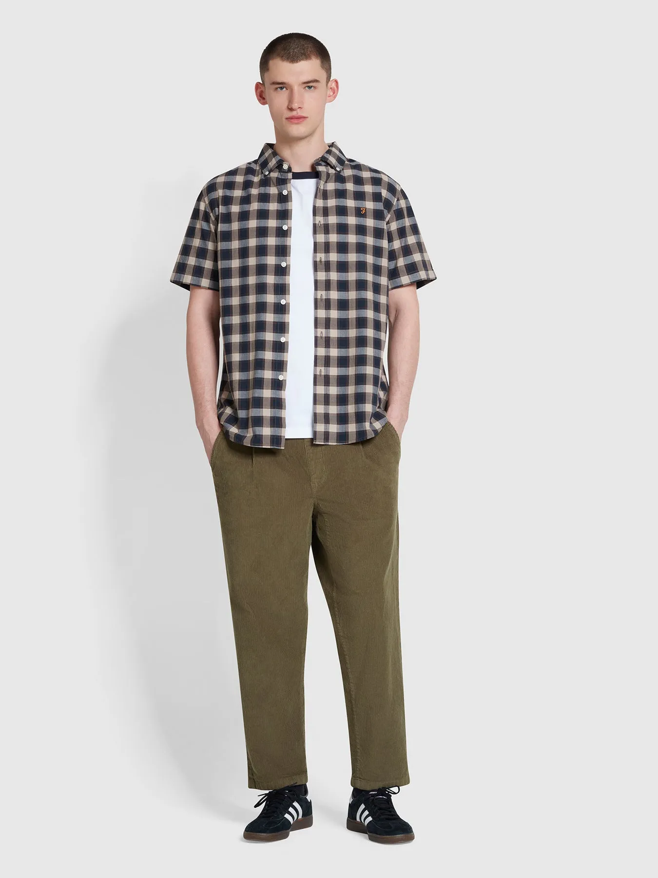 Hawtin Relaxed Tapered Fit Cord Trousers In Olive Green sold by Farah
